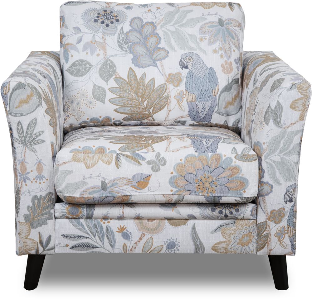 Eker� fauteuil in gebloemde stof - Eden Parrot White