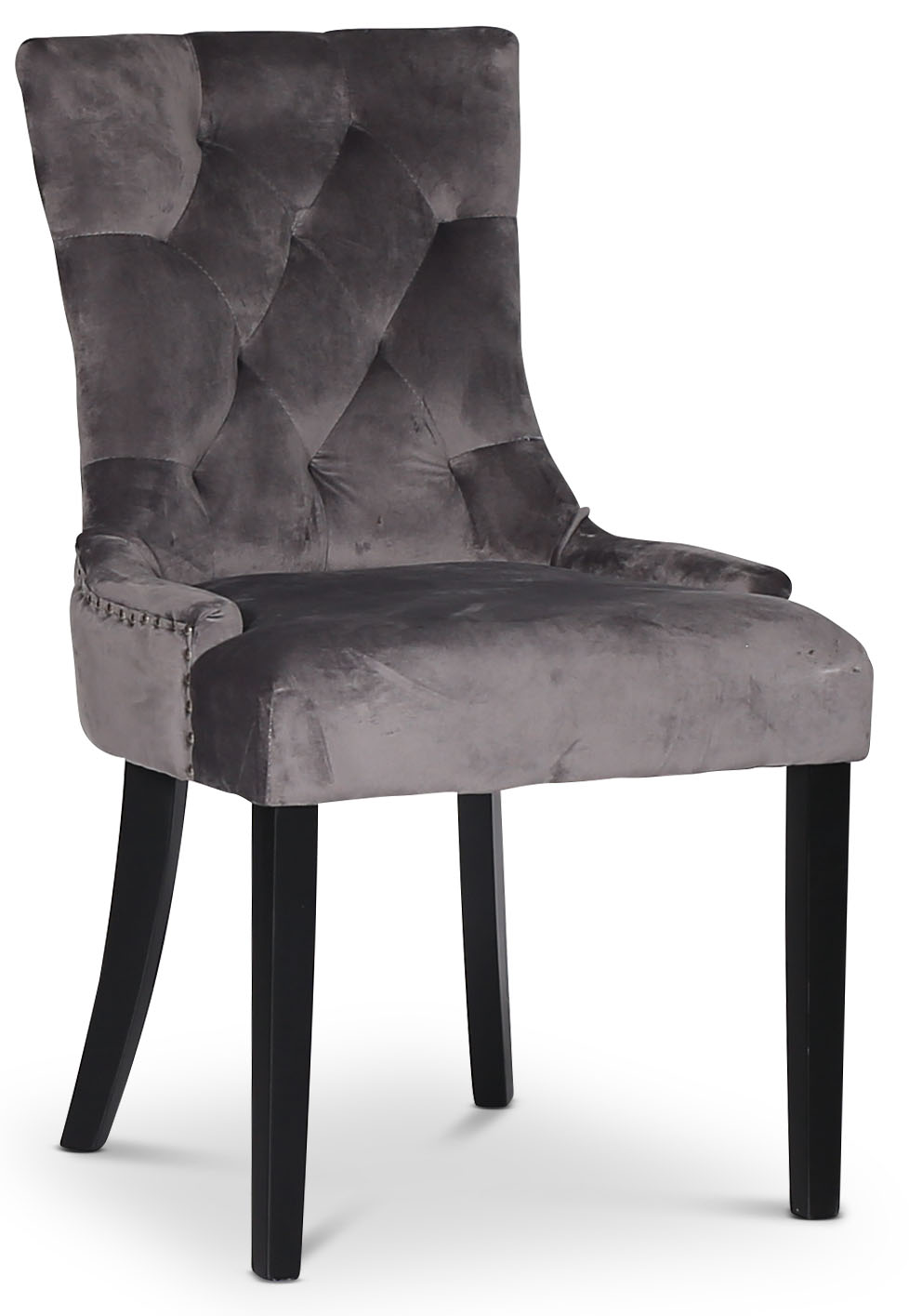 Cleopatra matstol (Rygghandtag) - Gr� Sammet | svarta ben