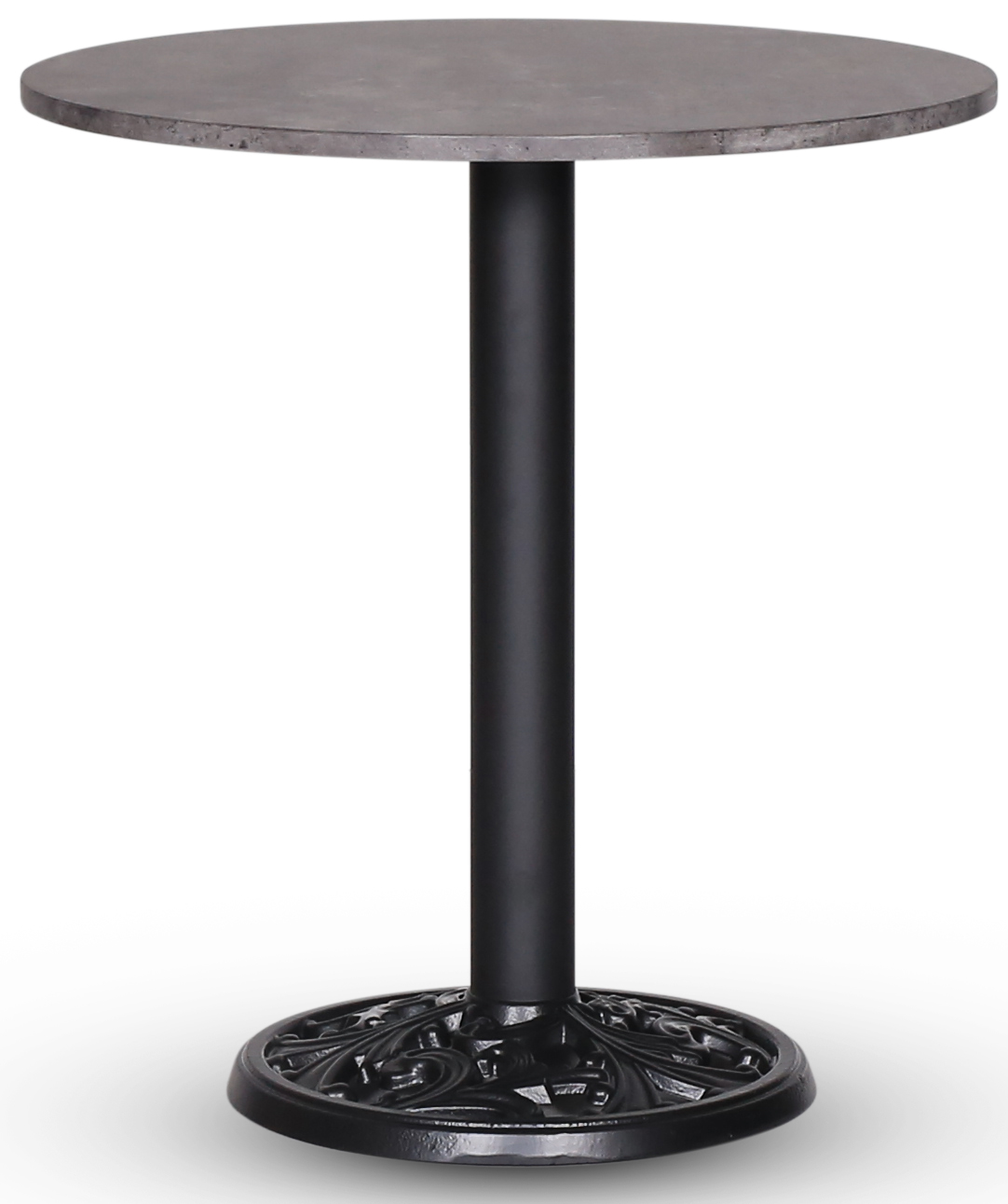 Mystery bord runt 70 cm - Svartblommigt underrede/betongimitation