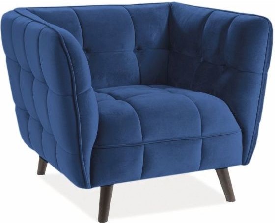 Renae fauteuil in blauw fluweel