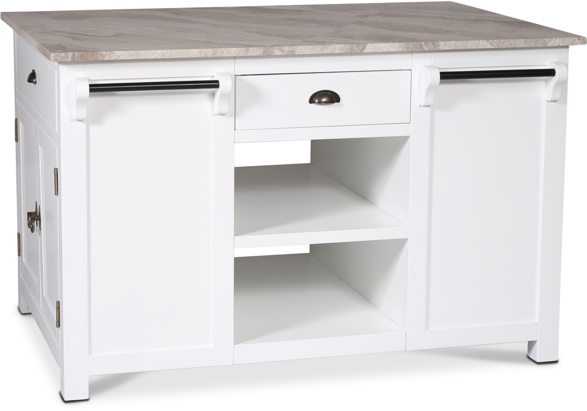 Heritage Keukeneiland met marmeren blad - Wit frame / Grijs-beige marmer Heritage Keukeneiland met marmeren blad - Wit frame / Grijs-beige marmer