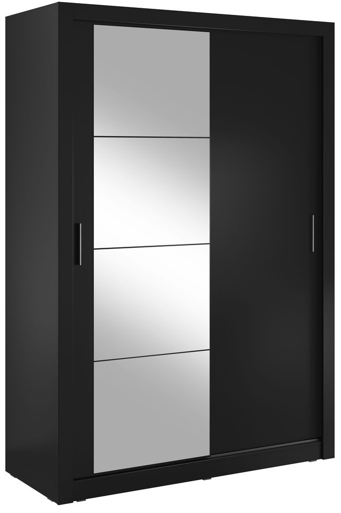 Mervyn kledingkast B150 cm - Zwart / Spiegel Mervyn kledingkast B150 cm - Zwart / Spiegel