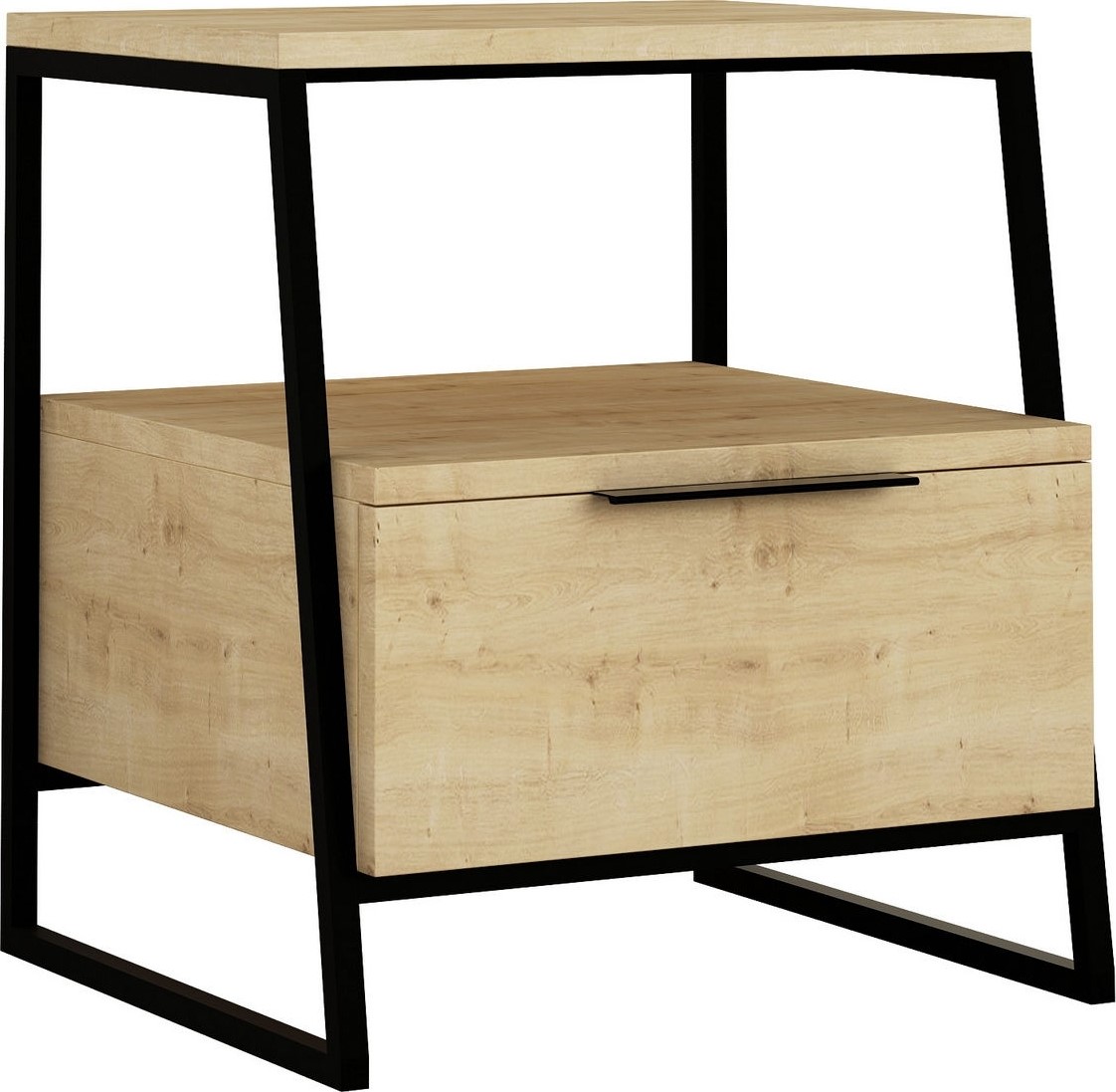 Pal nachtkastje met lade - Eiken/zwart