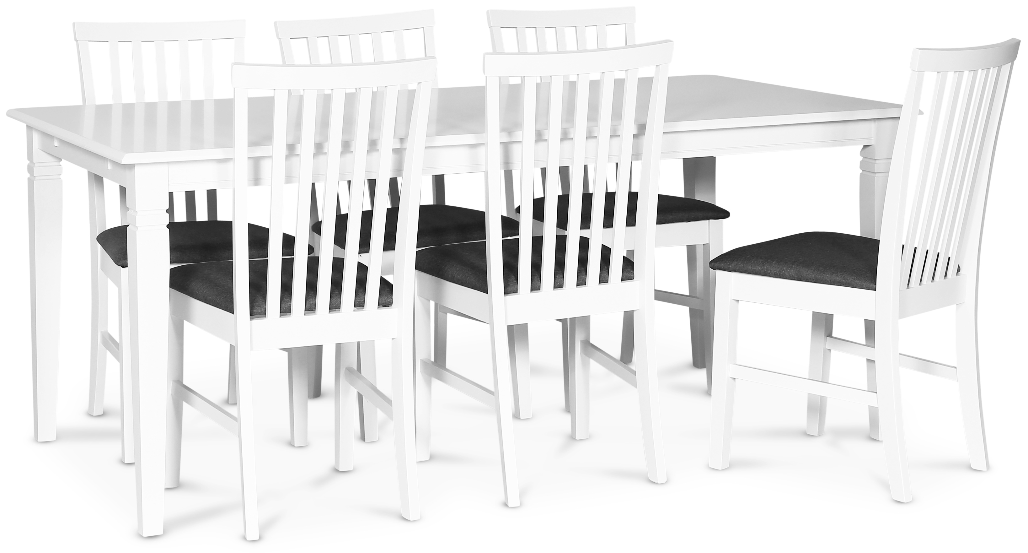 Sandhamn Food-groep; Tafel 180x95 cm met 6 Sandhamn stoelen - Grijs/Wit