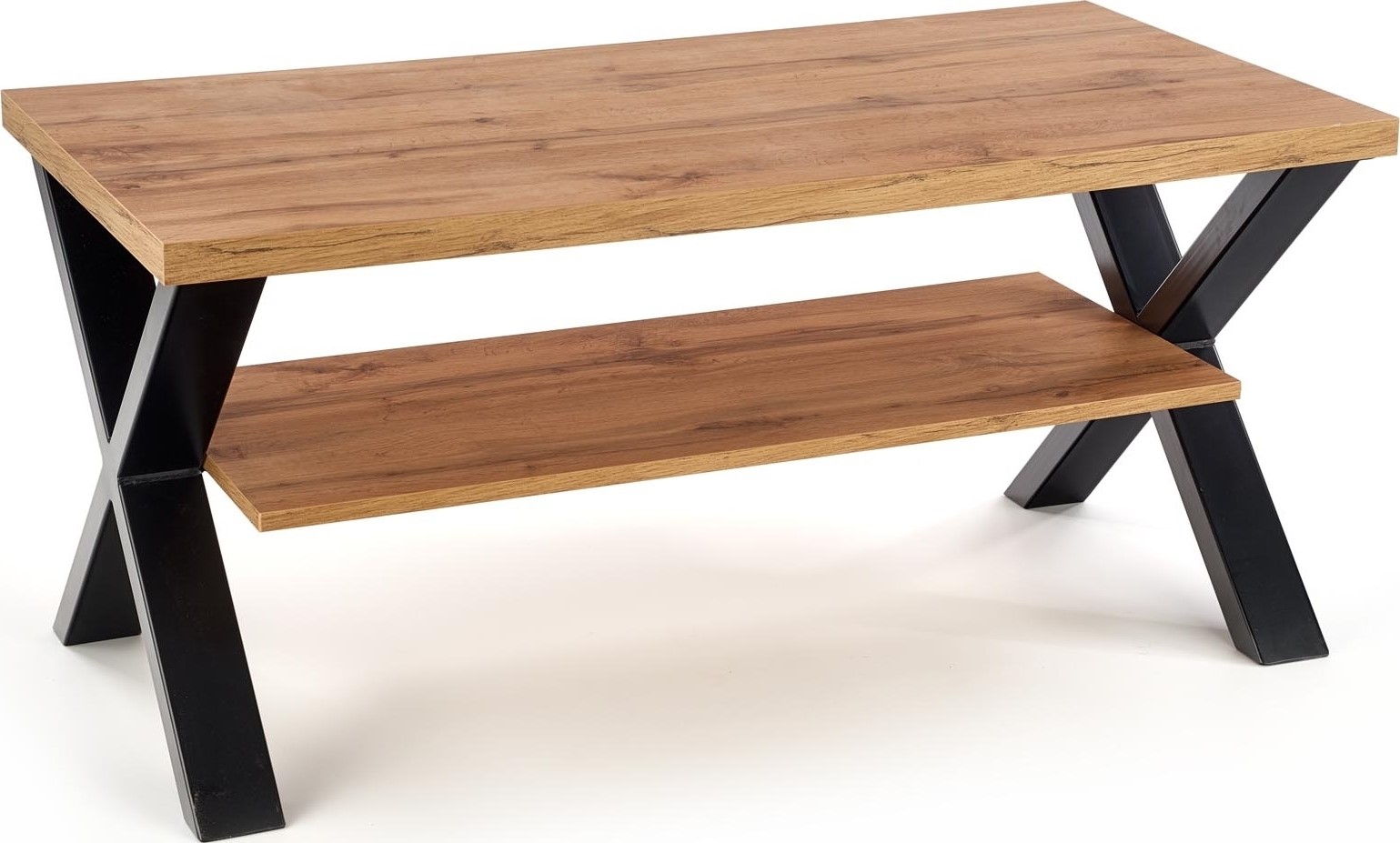 Kasady salontafel met kruispoten 120 cm - Wotan eiken/zwart Kasady salontafel met kruispoten 120 cm - Wotan eiken/zwart