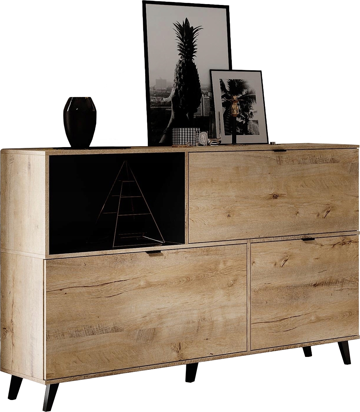 Intel kast - Eiken/zwart