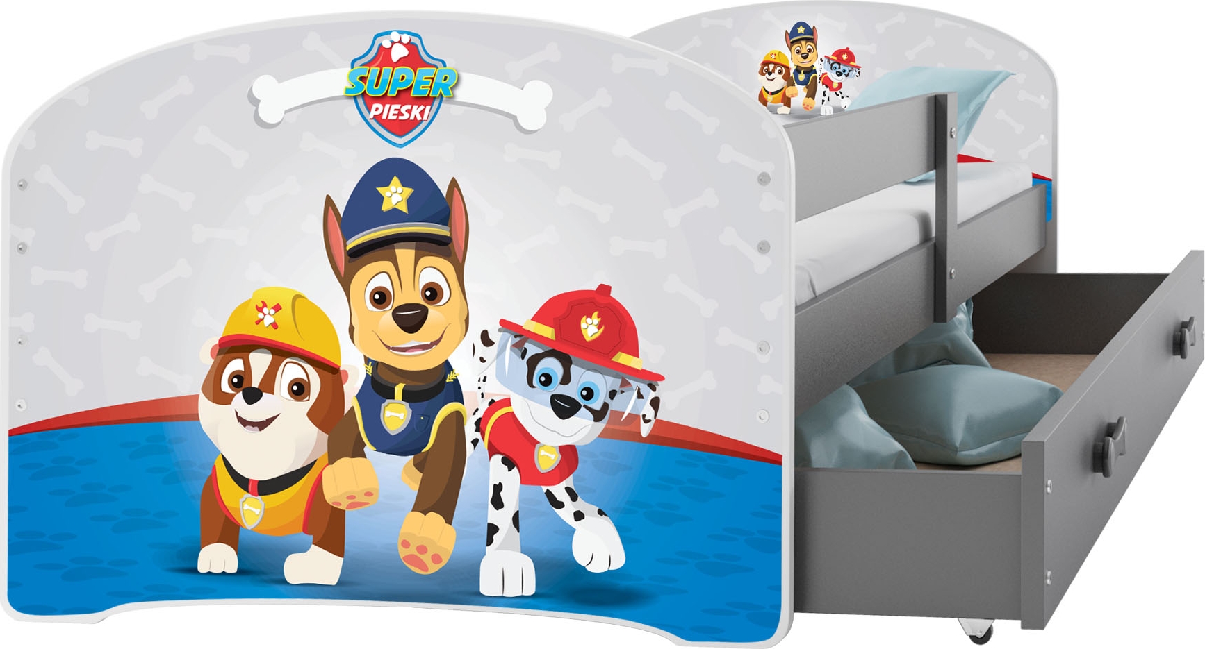 Vejle barns�ng med f�rvaringsl�da - Valfri sticker & f�rg