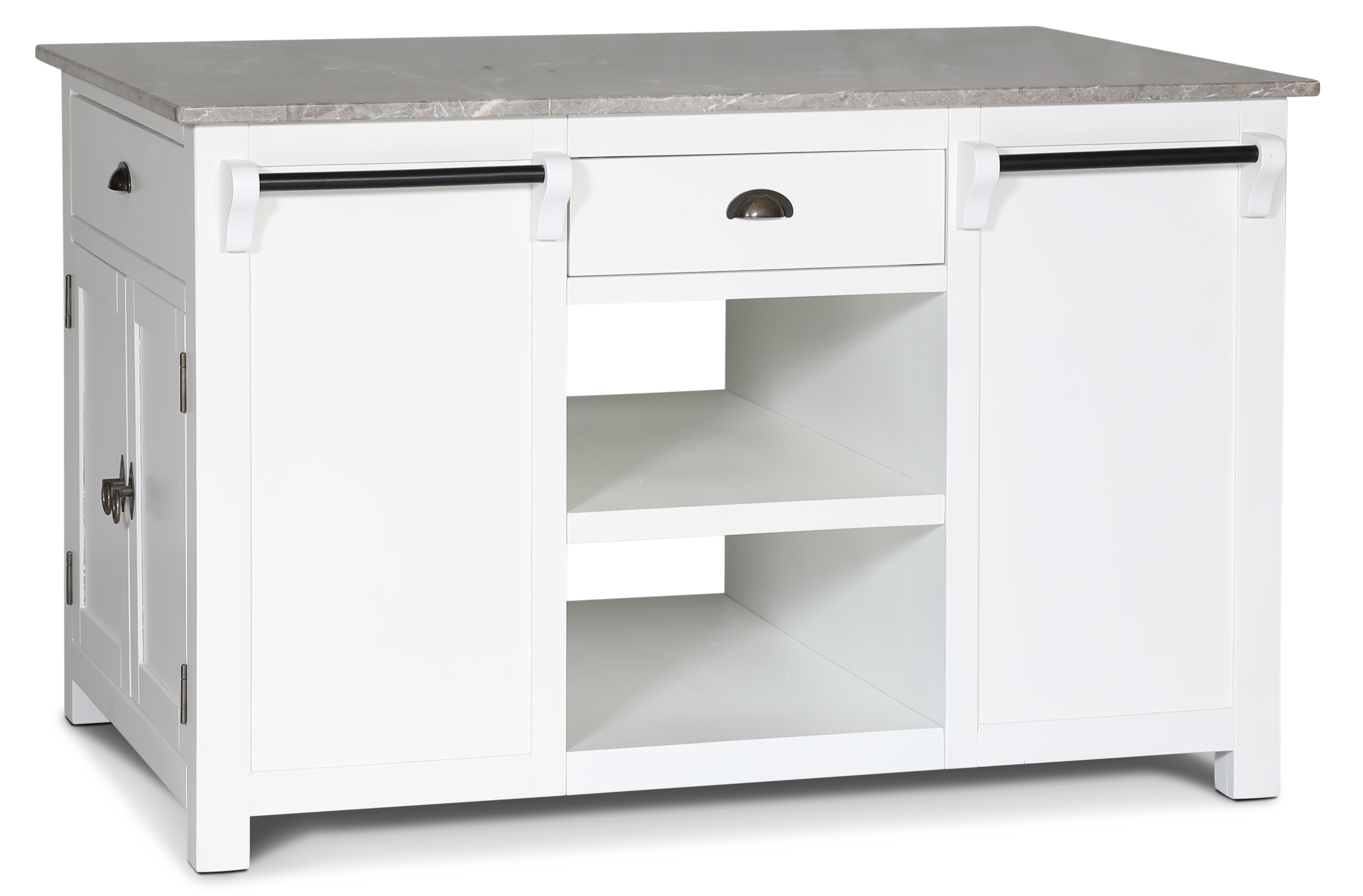 Heritage Keukeneiland met marmeren blad - Wit frame / Grijs Emprador marmer