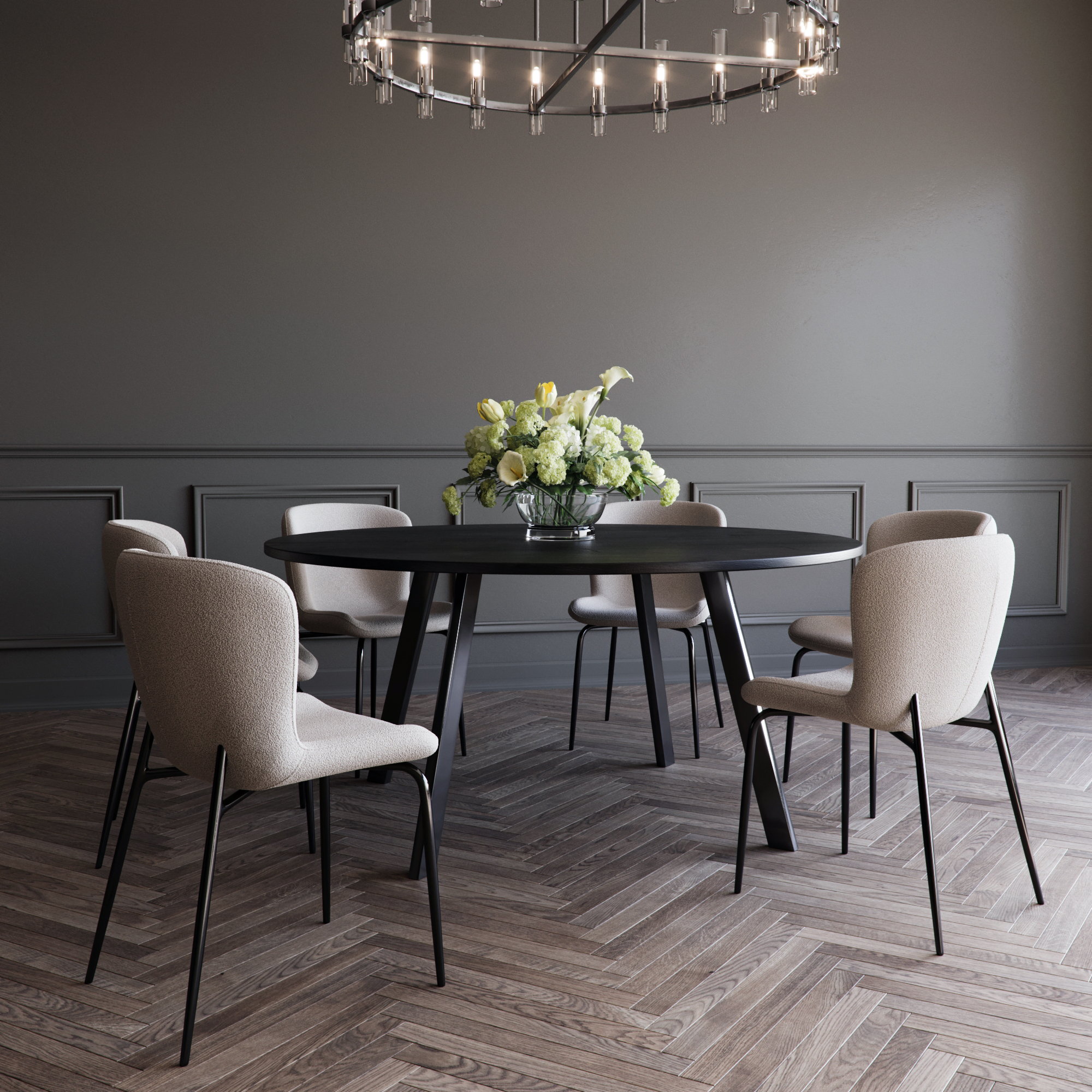 Freddy stort runt matbord för 8 personer i svartbetsad ek - Ø155 cm Freddy stort runt matbord för 8 personer i svartbetsad ek - Ø155 cm