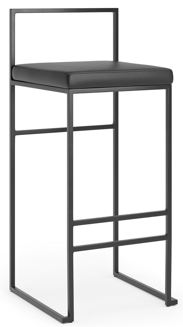 Aston stapelbare barkruk met zwarte zitting in PU + Meubelreiniging