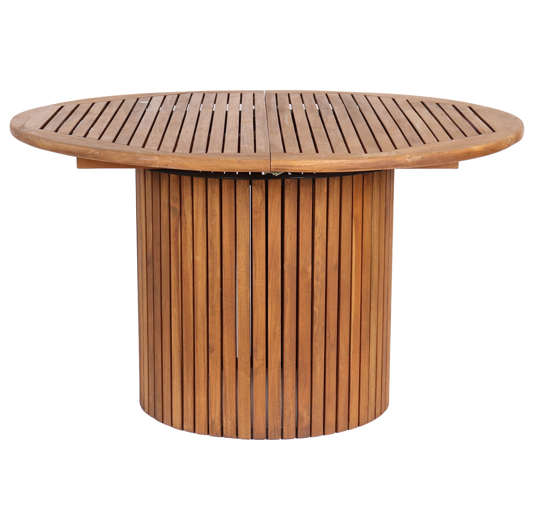 Salt� teakhouten tafel rond uitschuifbaar �115 + 40 cm