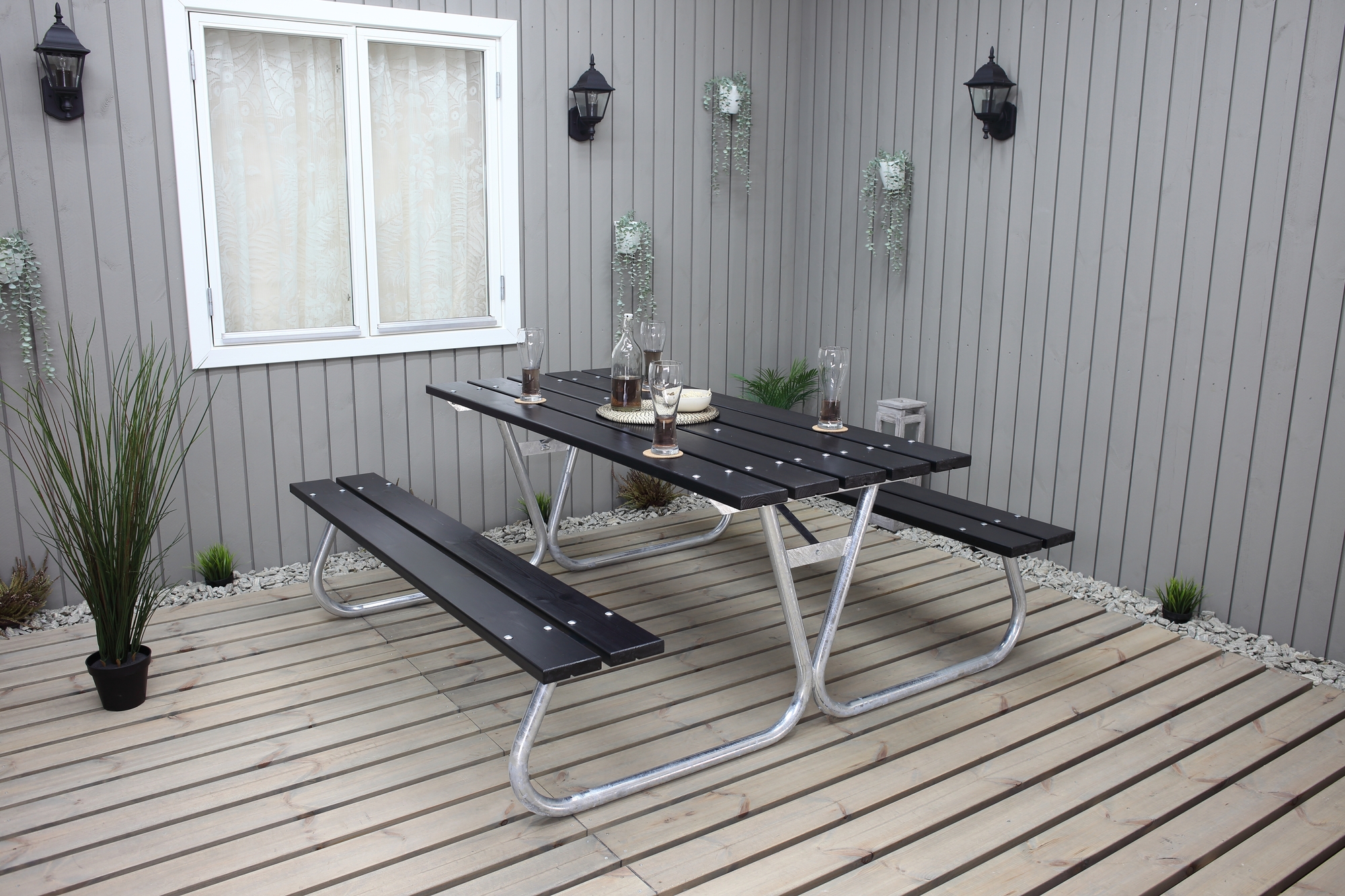 Stabiele bankenset zonder rugleuning - Zwart