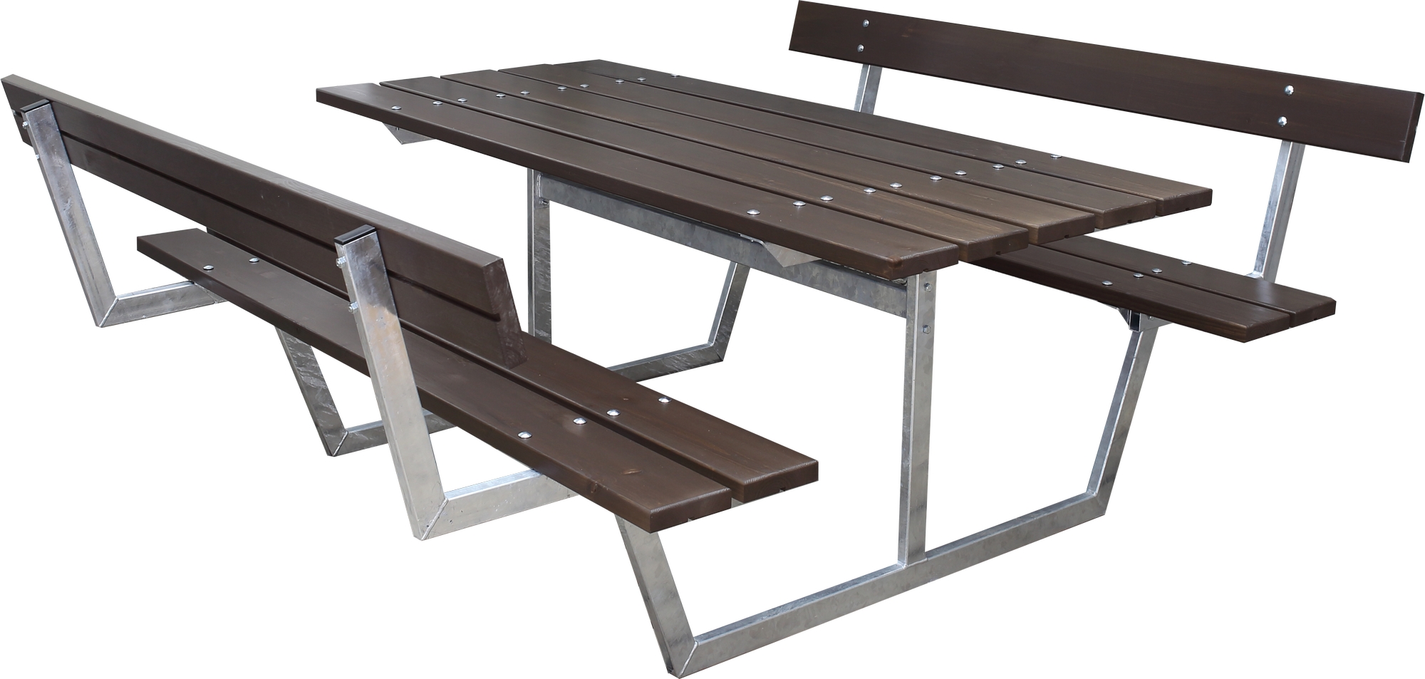 Rustieke bankenset met rugleuning - Bruin