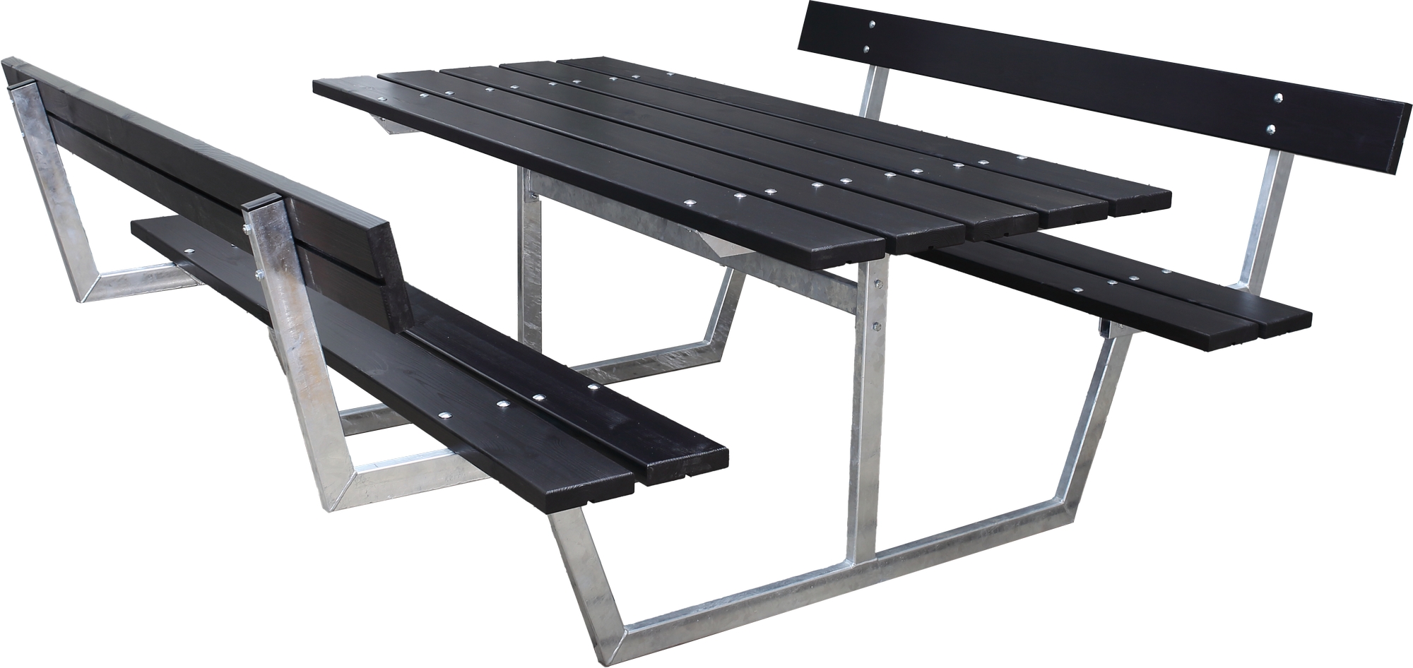 Rustieke bankenset met rugleuning - Zwart