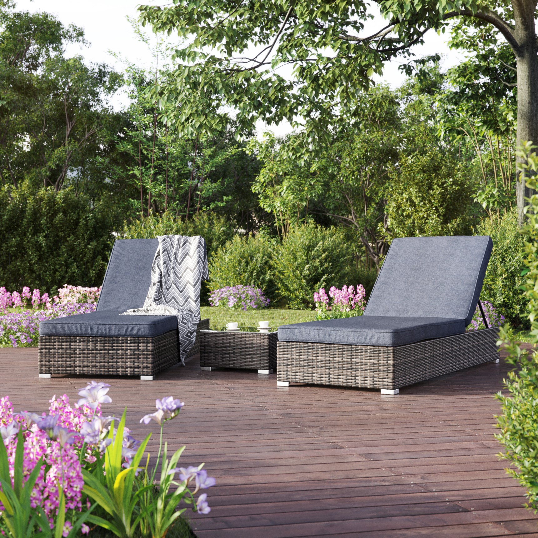 Ligbedden 2 stuks met tafel - Astrid +