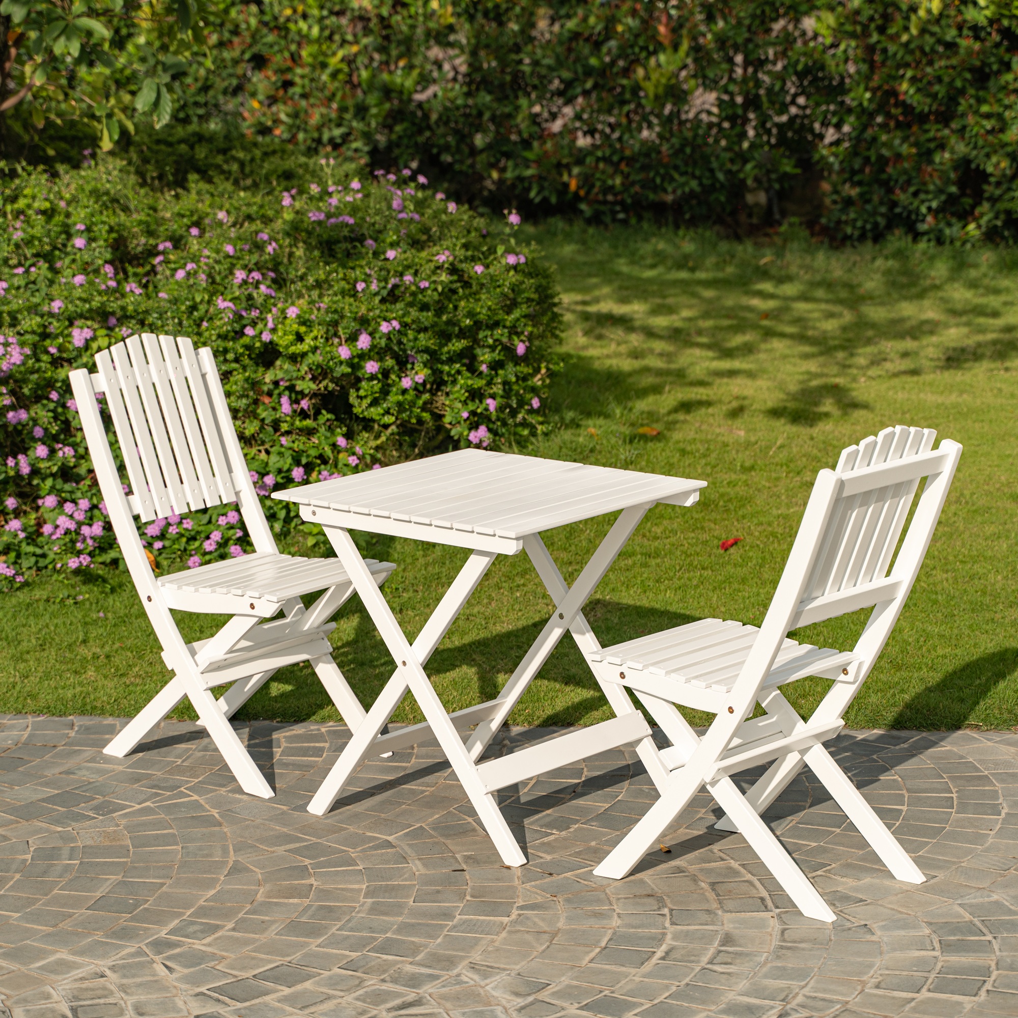 Wilma utegrupp bord 65 x 65 cm inkl 2 st Visby stolar -�Vit