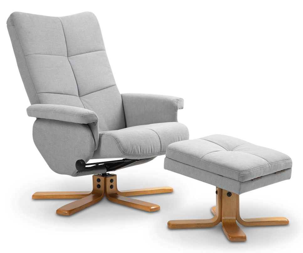 Duva stllbar ftlj inklusive fotpall med frvaring - Grtt tyg med trben