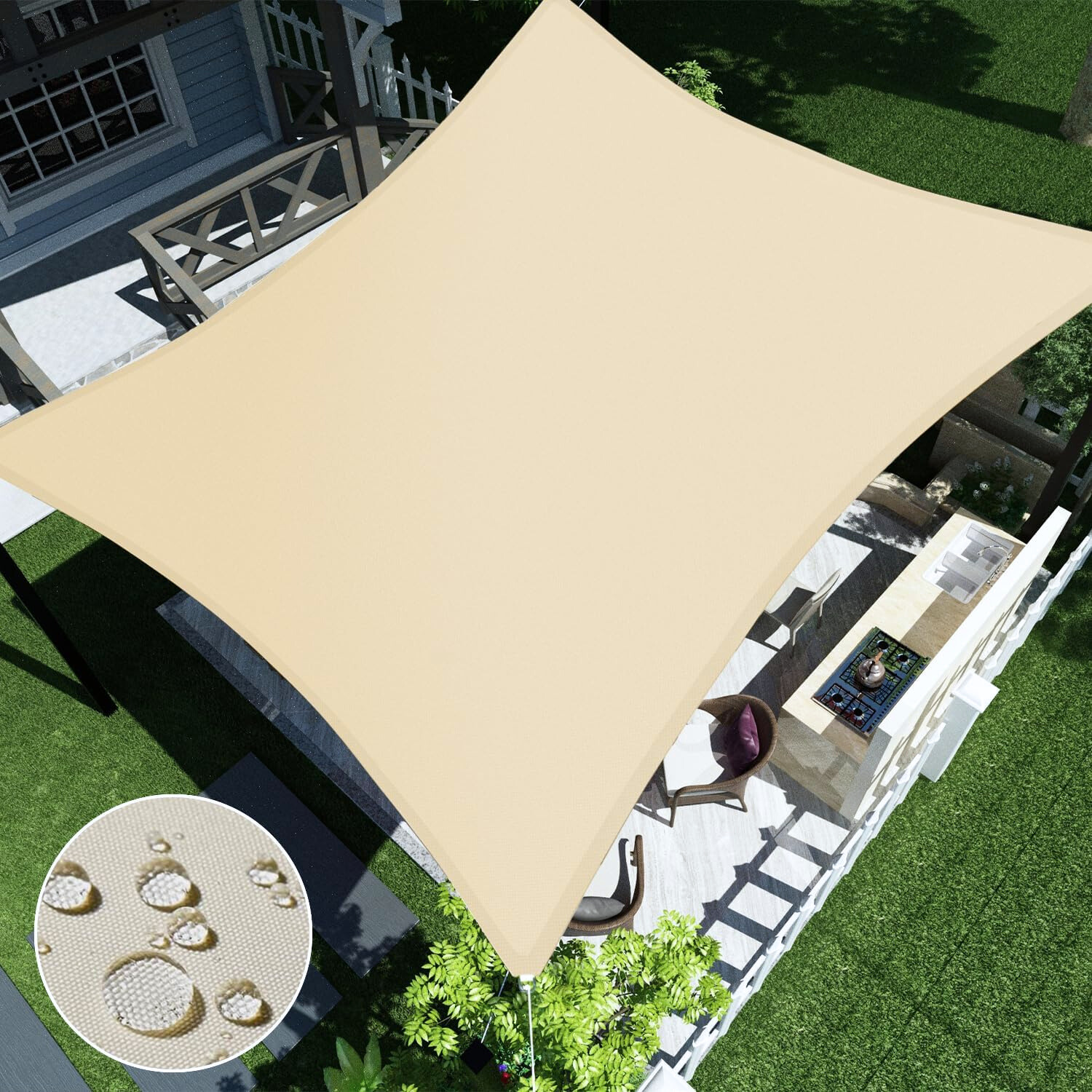 Solsegel 3x3 meter - Beige
