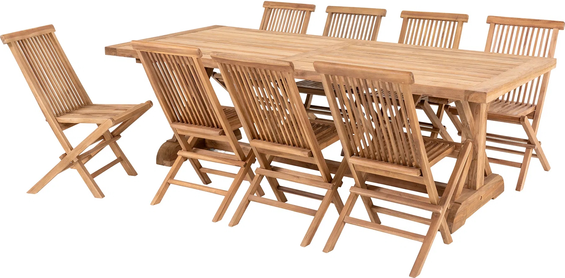 Volos utematgrupp; 8 st stolar med teakbord 240 cm - Teak