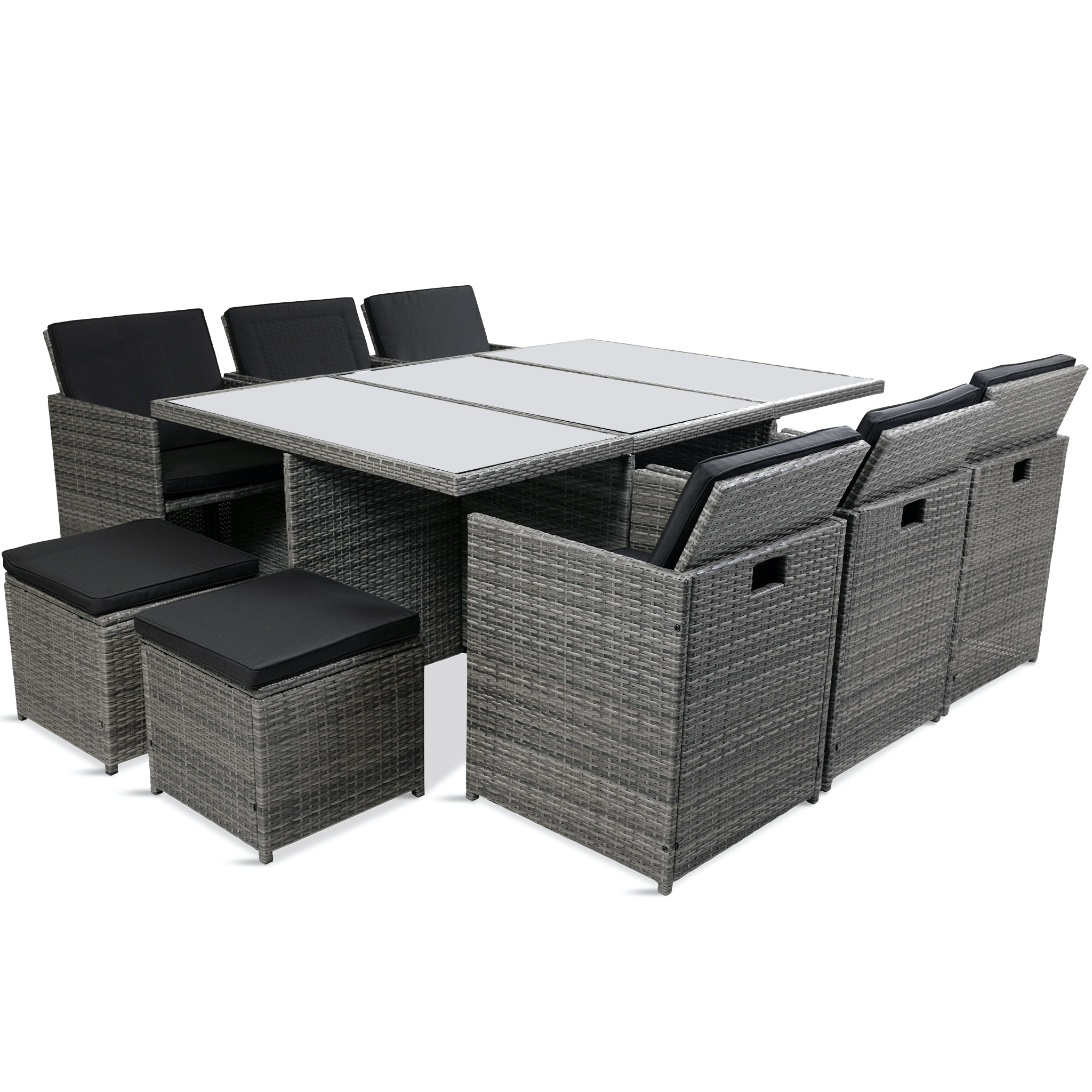 Utematgrupp Sk�rhamn bord med 10 sittplatser i Gr� Konstrotting