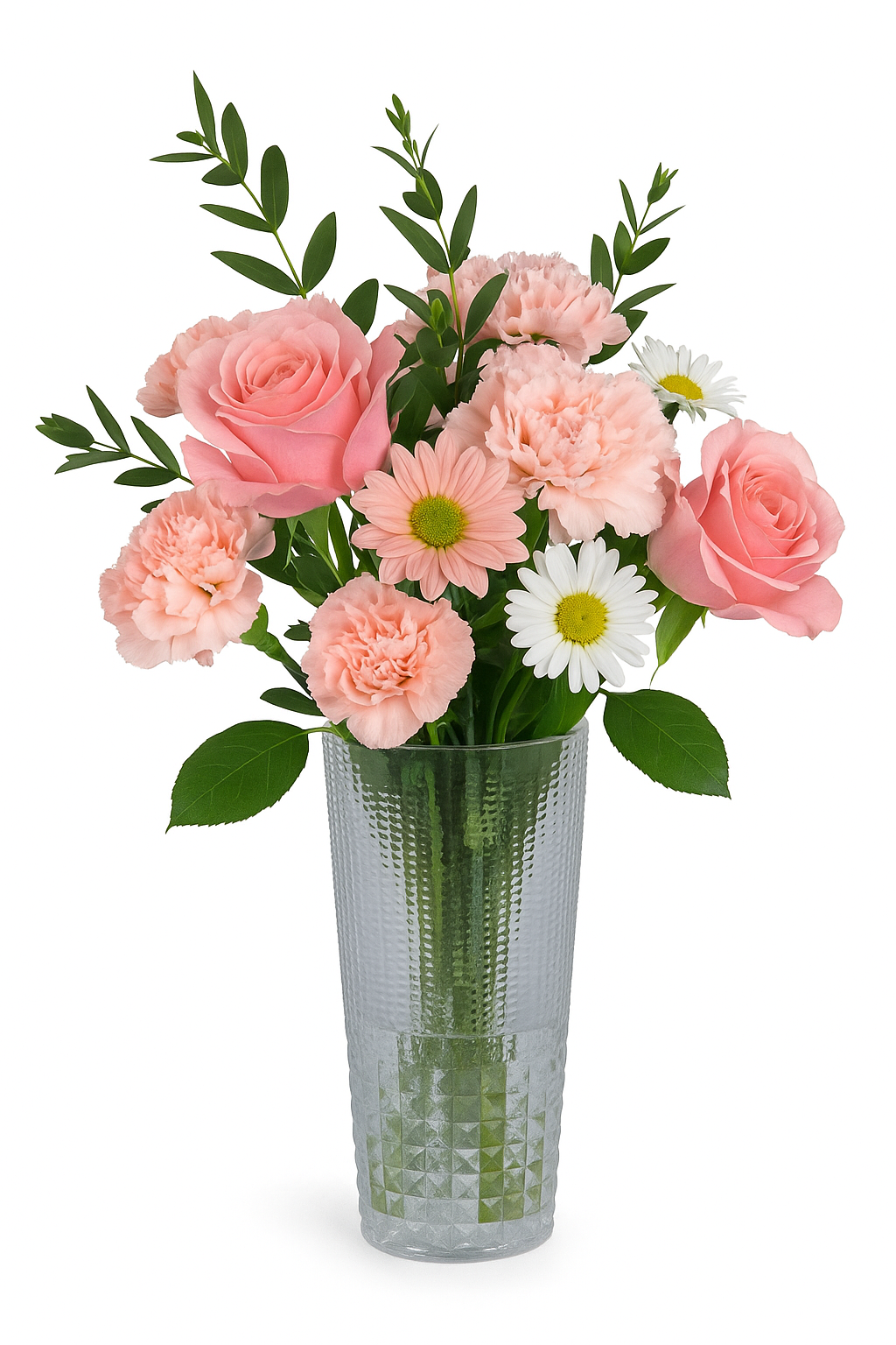 Blomvas i glas h�jd 30 cm