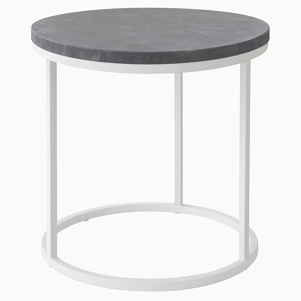 Lampbord D50 cm - gr� marmor / vitt underrede