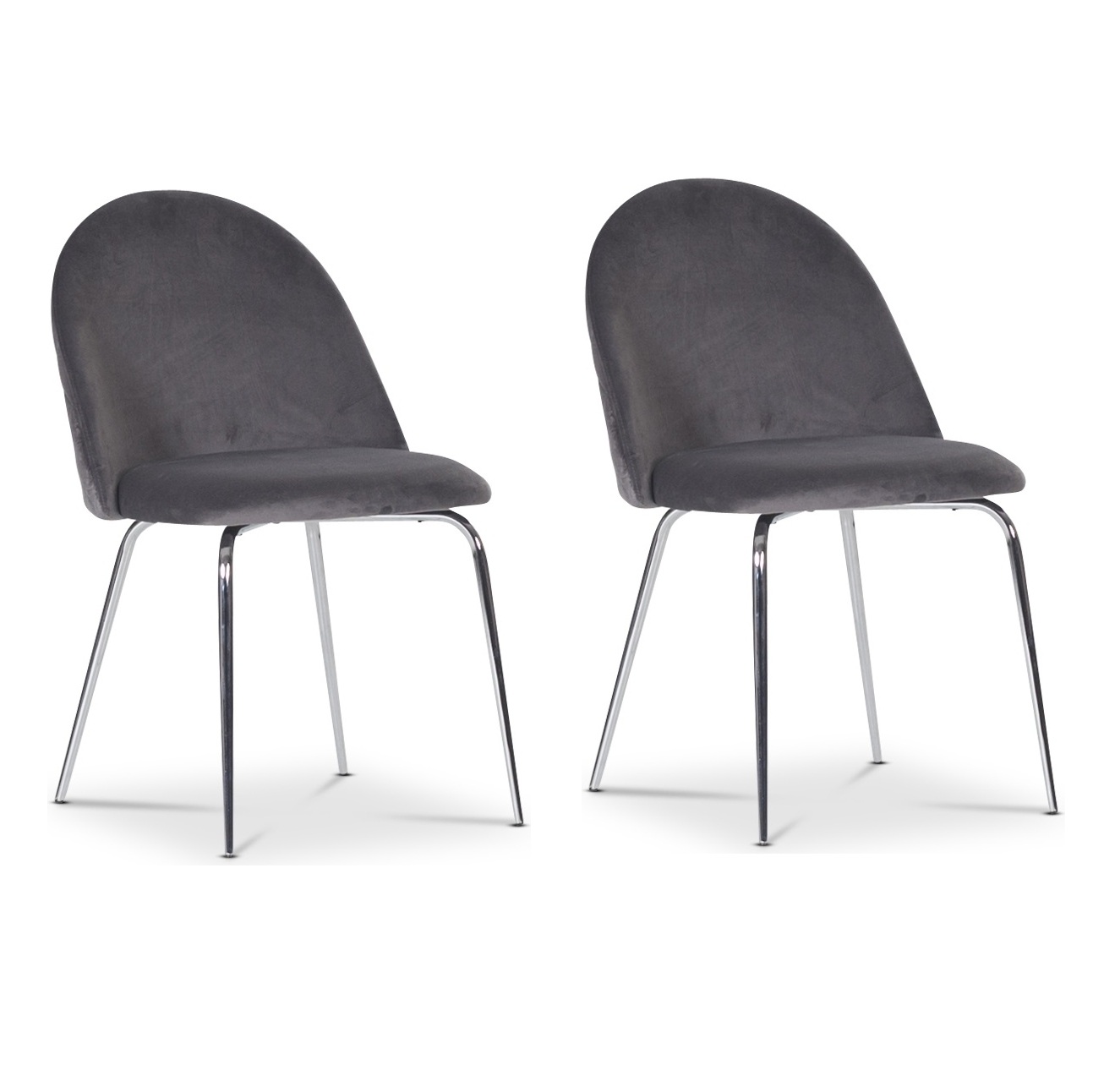 Stol gr� med kromade ben - Plaza + Textilv�rd f�r m�bler