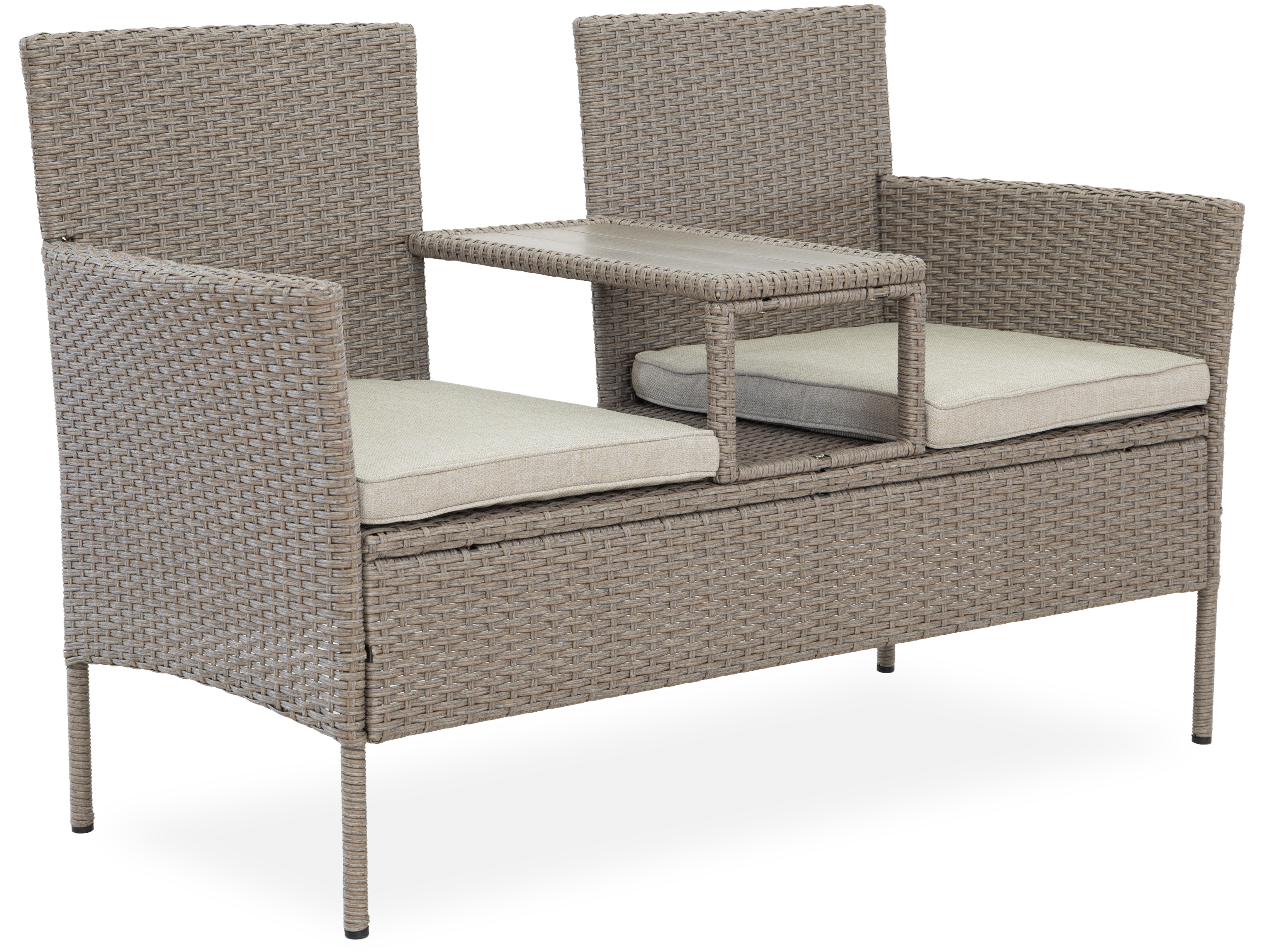 Utesoffa / Duosoffa i beige rotting Utesoffa / Duosoffa i beige rotting