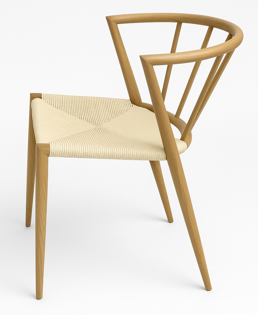 Utestol i trä look med beige repsits Utestol i trä look med beige repsits