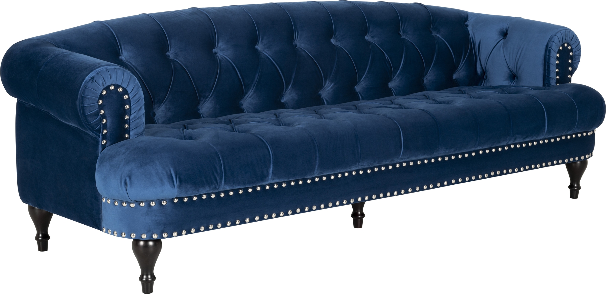 Soffa chesterfield 3-sits soffa i blå sammet Soffa chesterfield 3-sits soffa i blå sammet