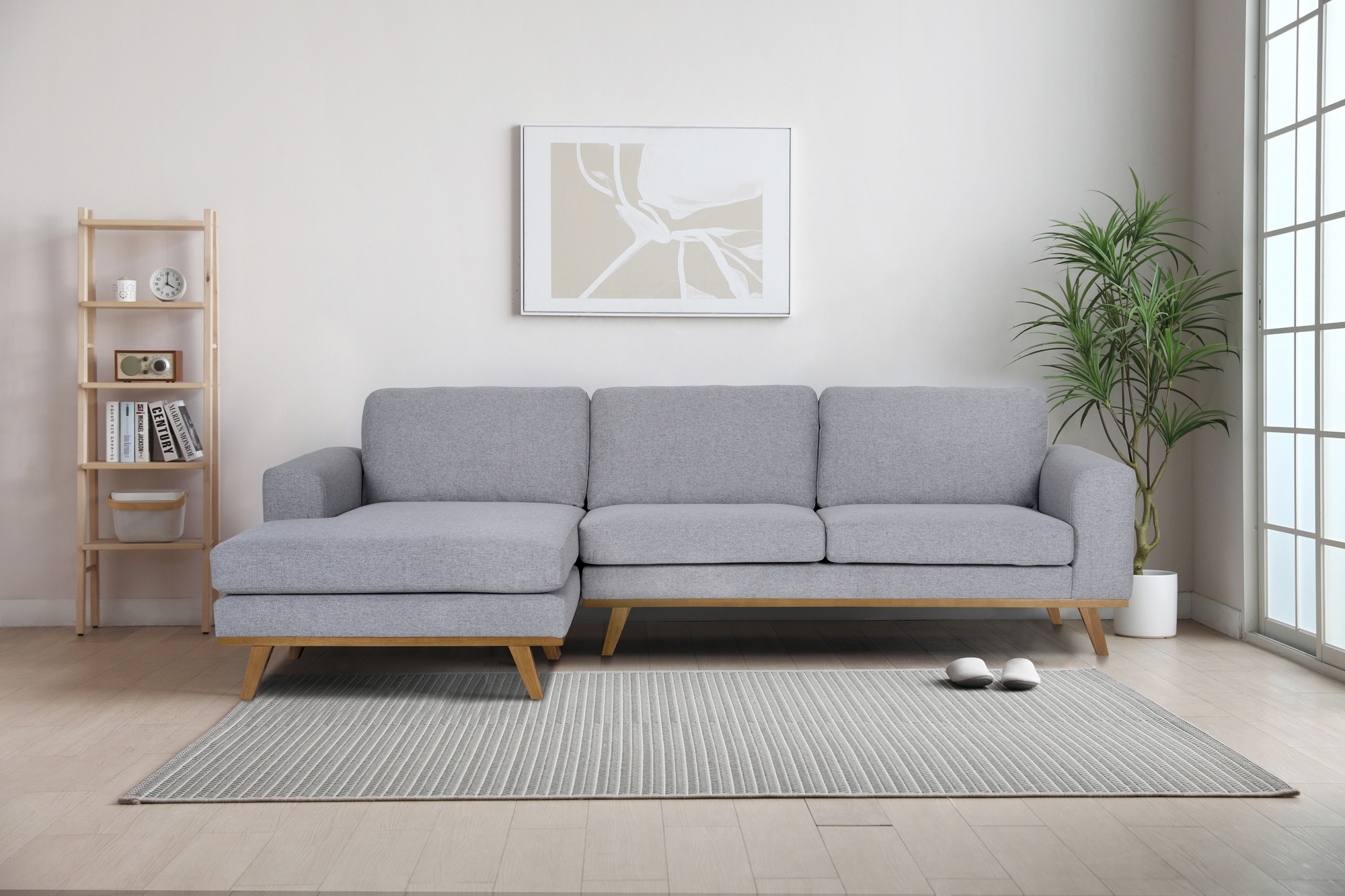 Soffa med v�ndbar divan gr� 283 cm