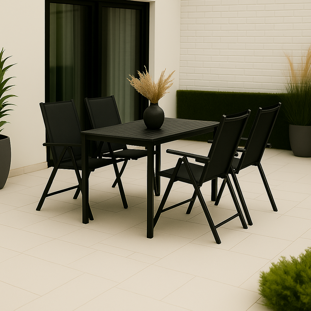 Matgrupp 4 stolar och matbord 150 x 90 cm svart/grå - Las Vegas Matgrupp 4 stolar och matbord 150 x 90 cm svart/grå - Las Vegas