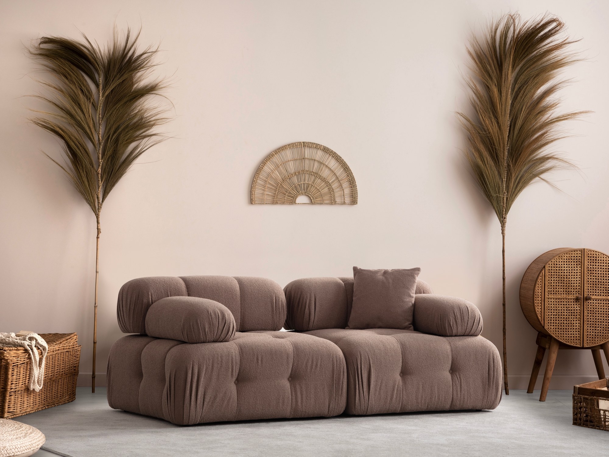 Doblo 2-sits soffa i boucl� - Brun Cappuccino