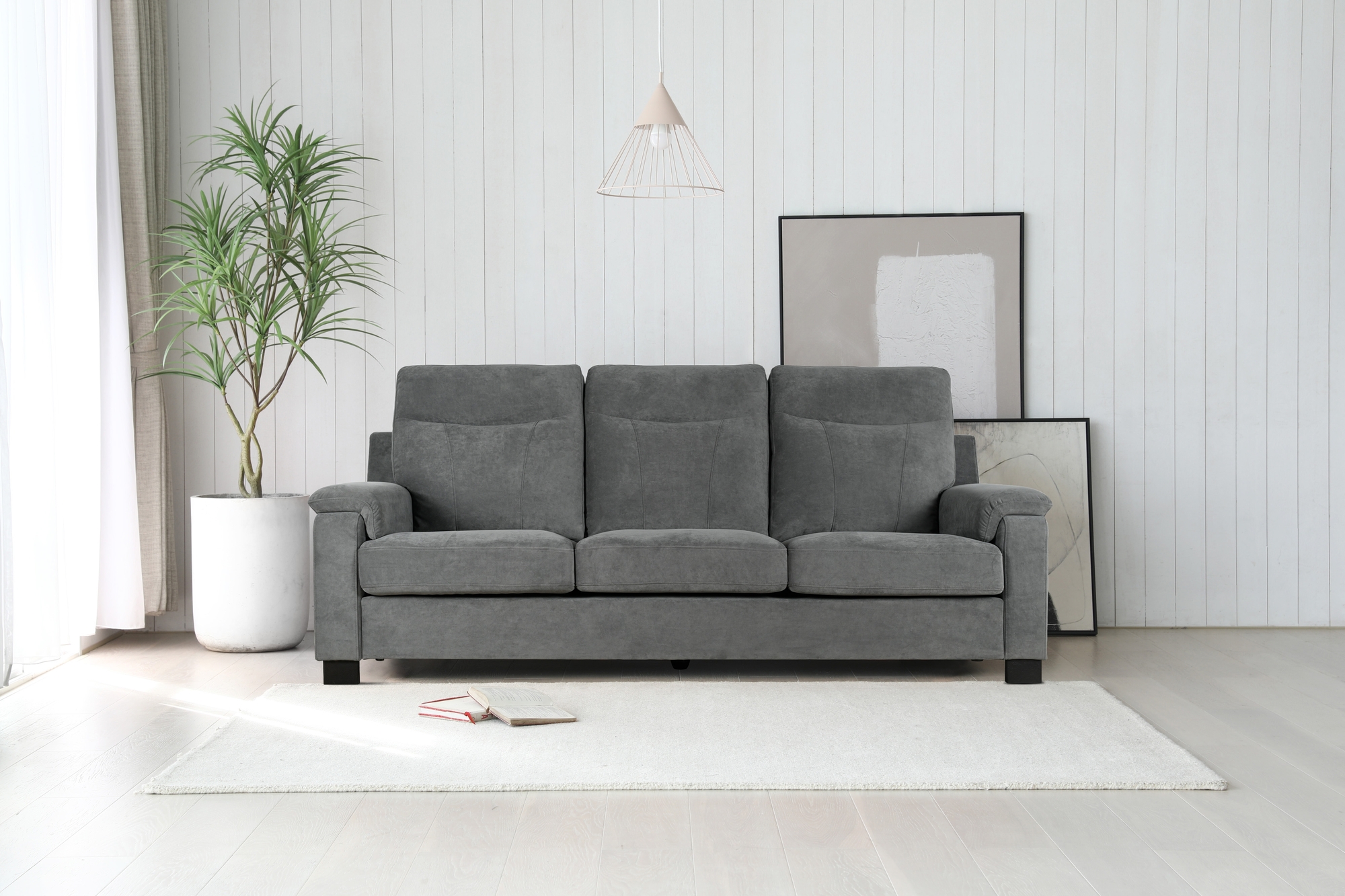 Atlas soffa 3-sits med h�g rygg + Textilv�rd f�r m�bler