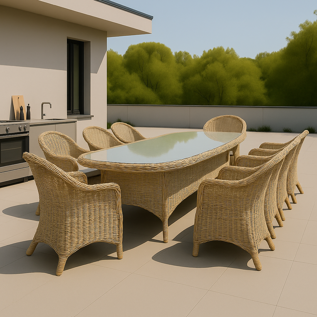 Utefåtölj i beige rotting - Mercury + Fläckborttagare för möbler Utefåtölj i beige rotting - Mercury + Fläckborttagare för möbler