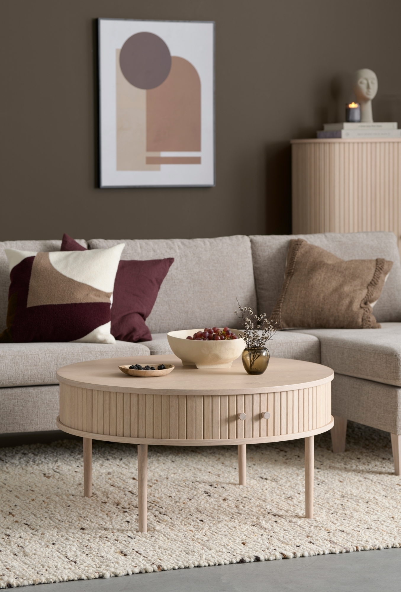 Slide soffbord �90 cm - Vitpigmenterad ek