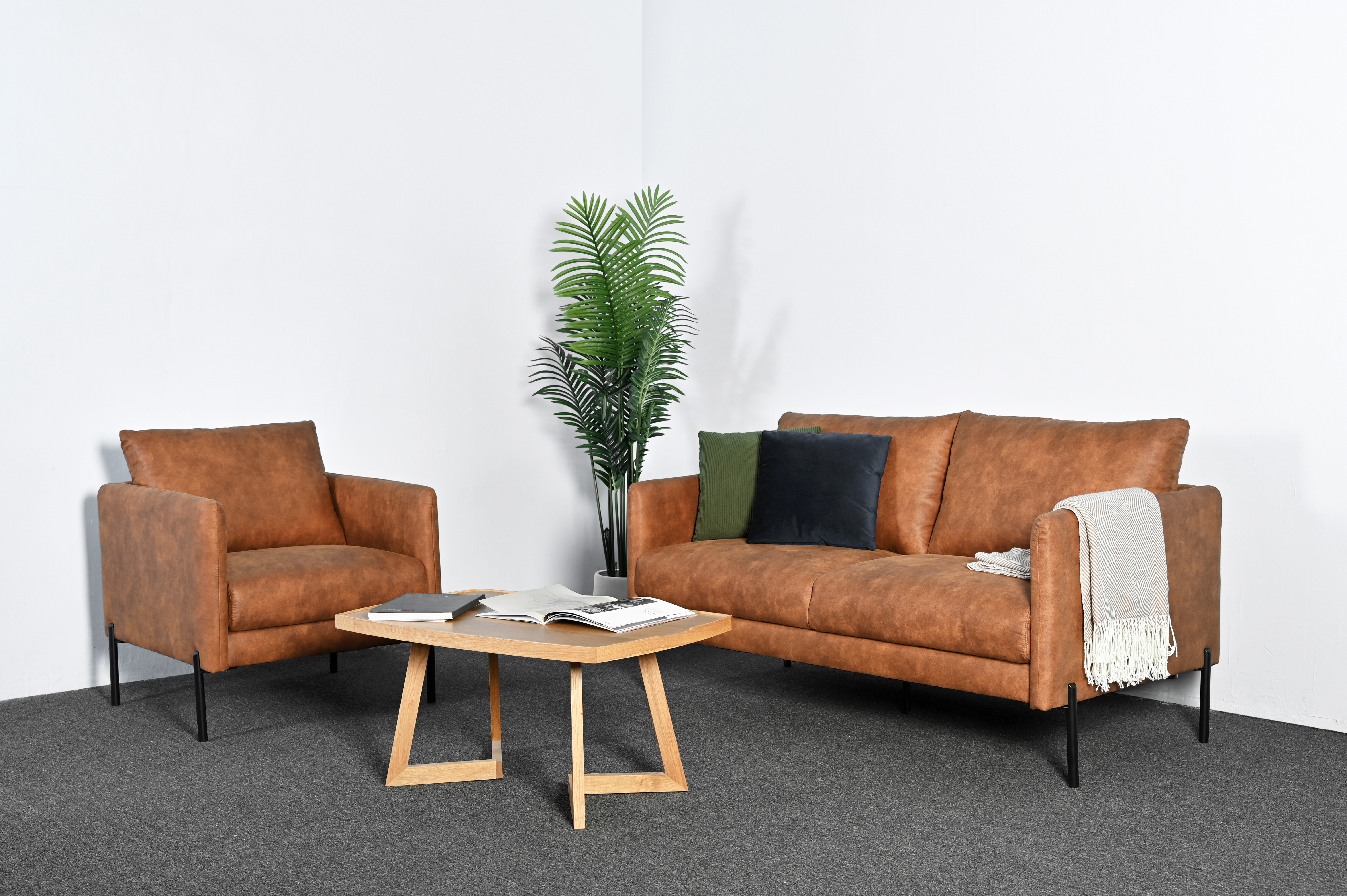 Soffa i brunt ecolder 156 cm