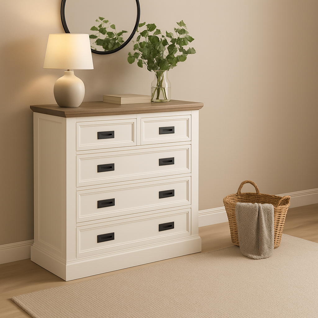 Knight Byr� - Vit / gr�brun + Textilv�rd f�r m�bler