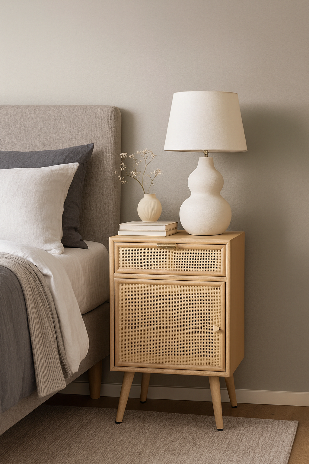 Sngbord i rotting/ek - Stockholm + Mbeltassar