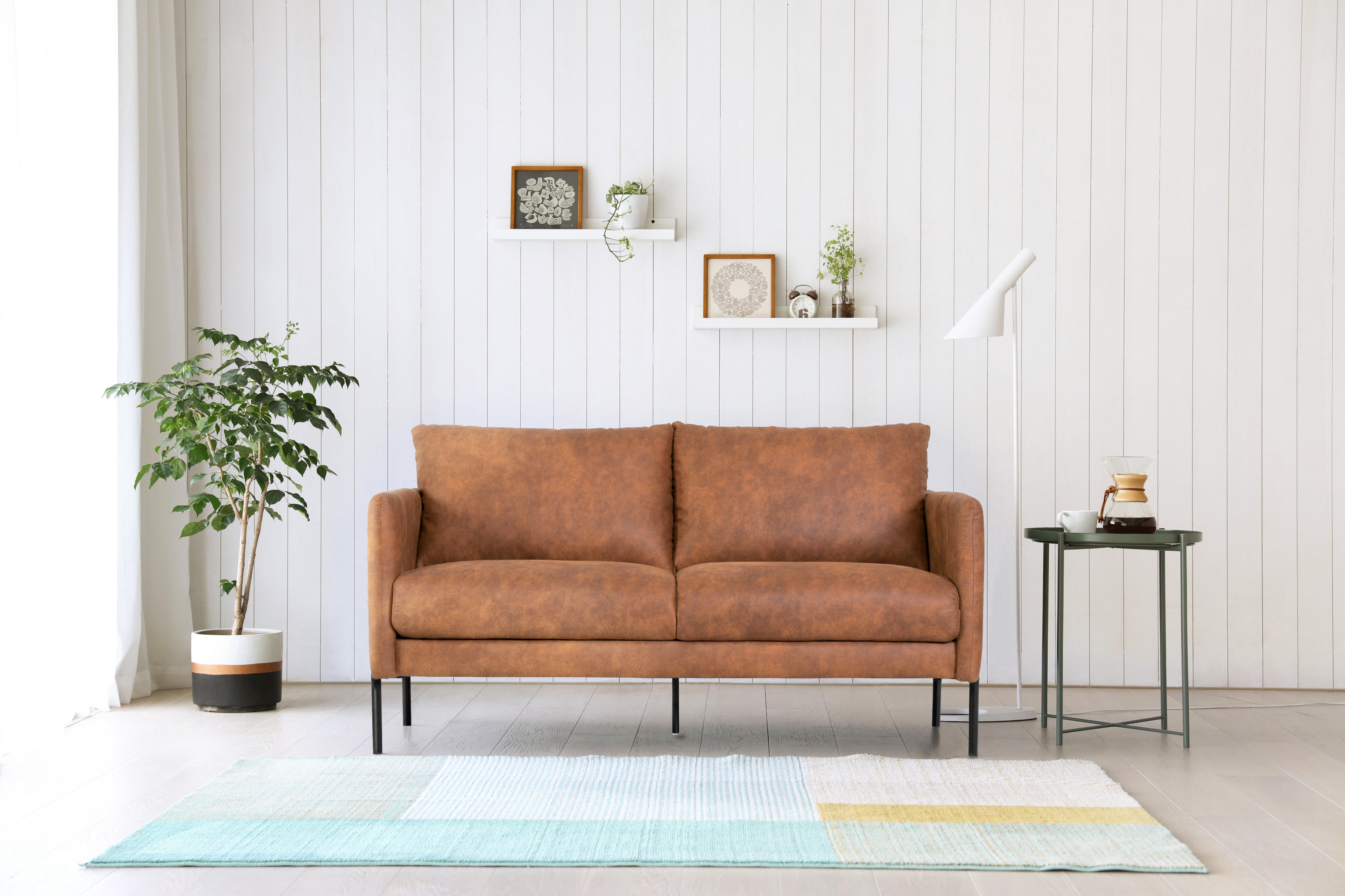 Soffa i brunt ecolder 156 cm