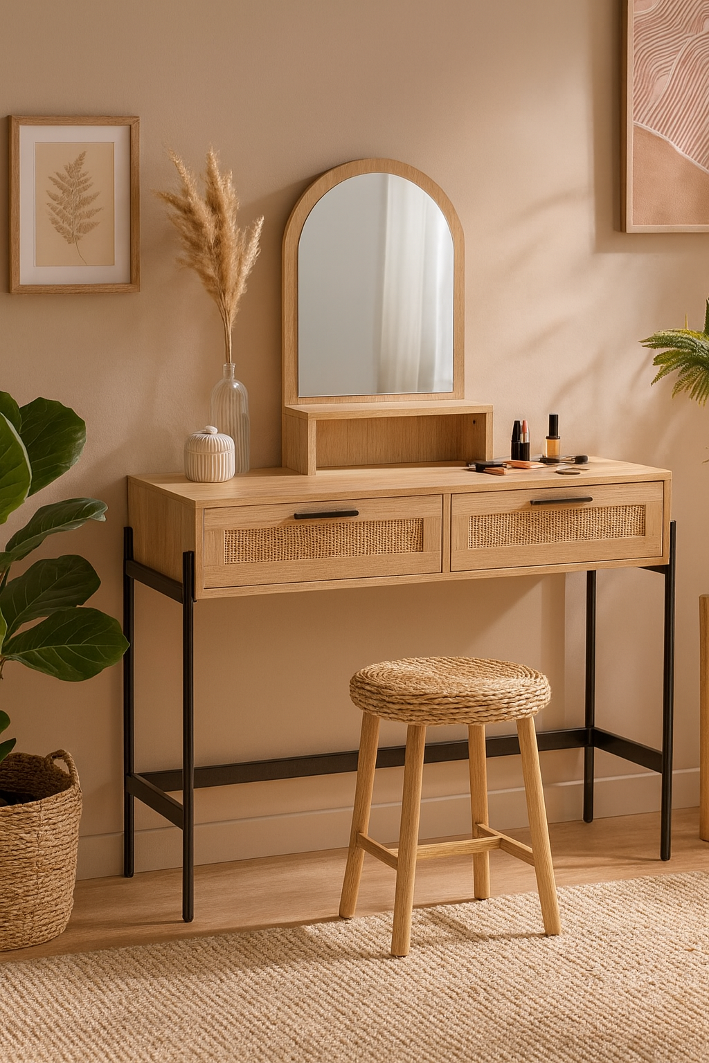 Carmen sminkbord 104 x 35 cm - Beige/svart Carmen sminkbord 104 x 35 cm - Beige/svart