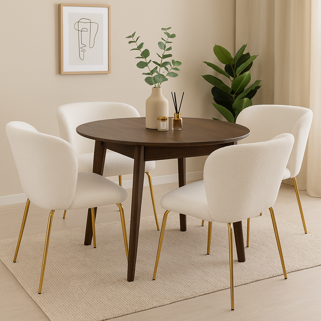 Matgrupp Genova boucl� - F�rl�ngningsbart bord med 4st stolar