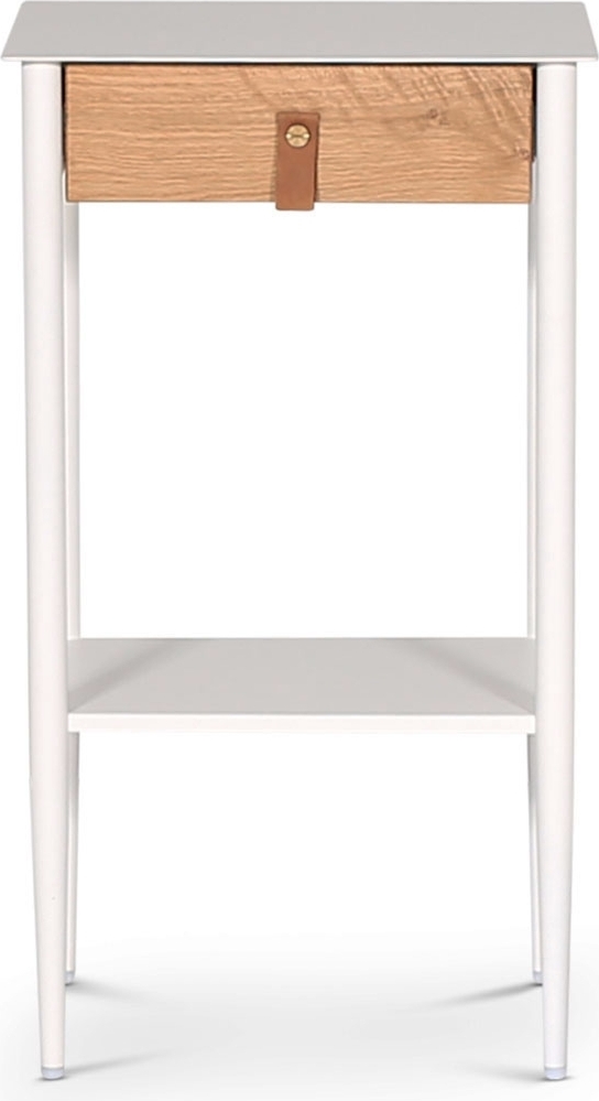 Flash sngbord - Vit/oljad ek + Mbeltassar