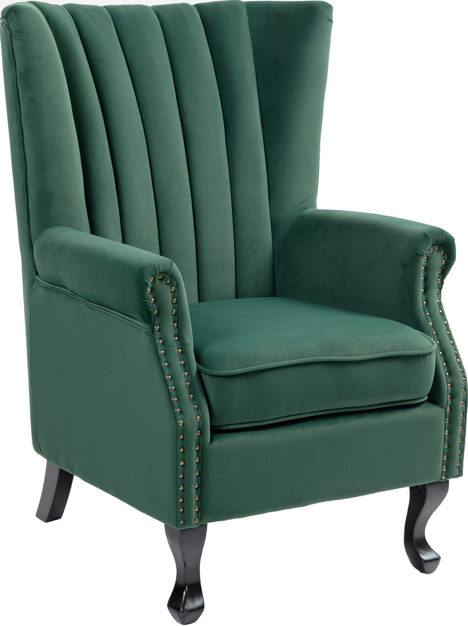 Öronlappsfåtölj i grön sammet + Fläckborttagare för möbler Öronlappsfåtölj i grön sammet + Fläckborttagare för möbler