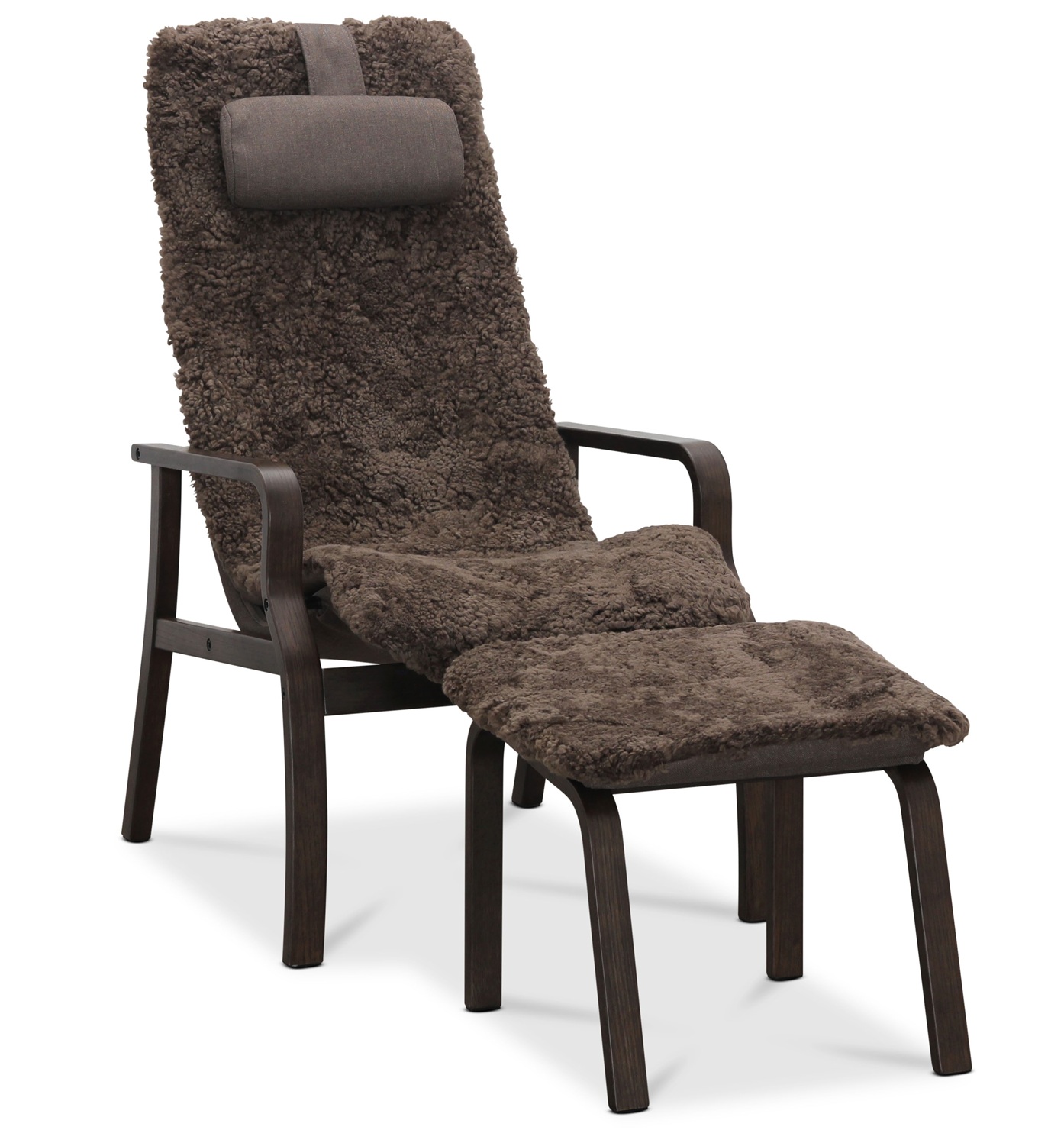 Frank f�rskinnsf�t�lj med fotpall brun/ek