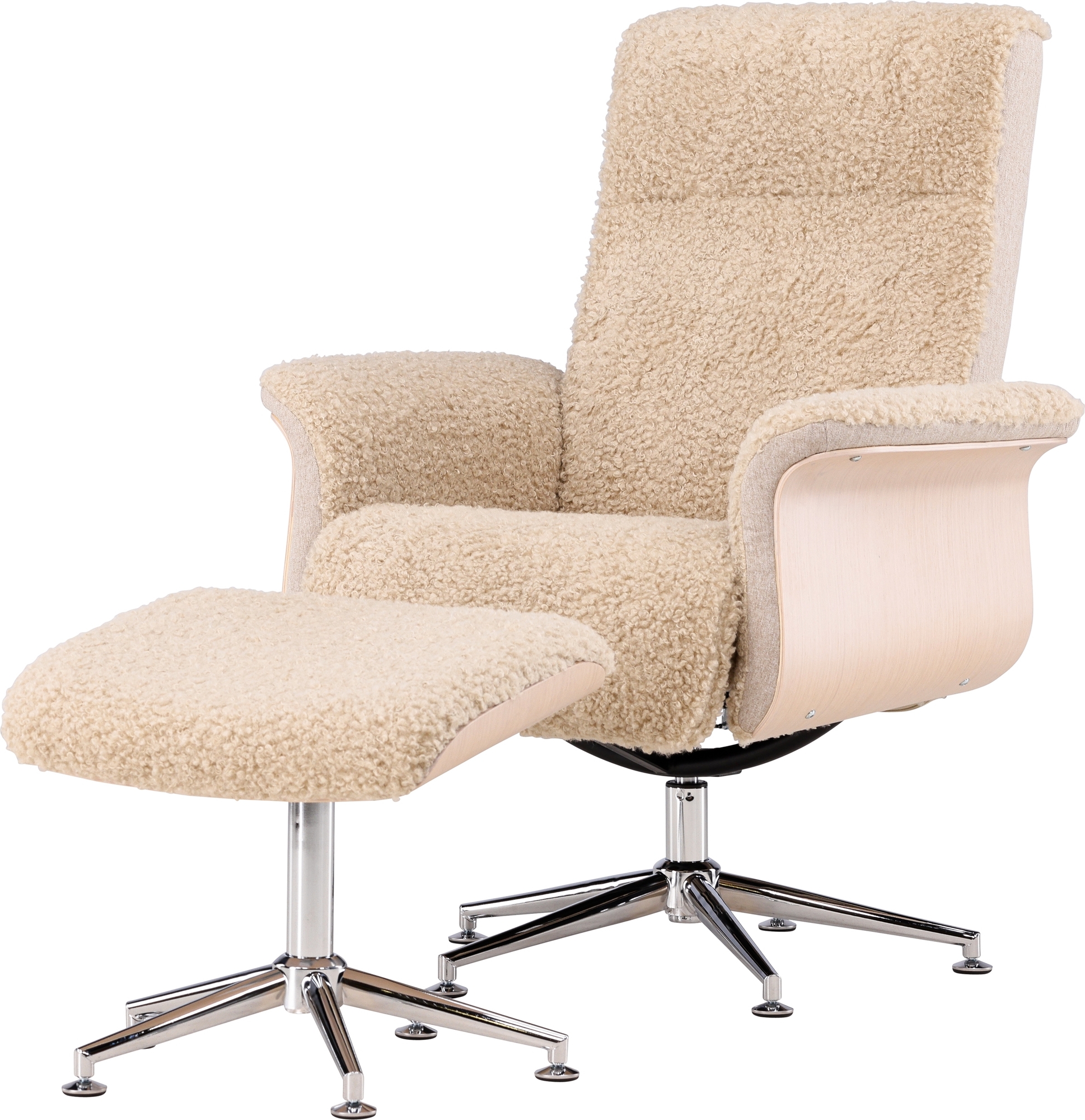 Fåtölj med fotpall - Beige / Whitewash + Textilvård för möbler Fåtölj med fotpall - Beige / Whitewash + Textilvård för möbler