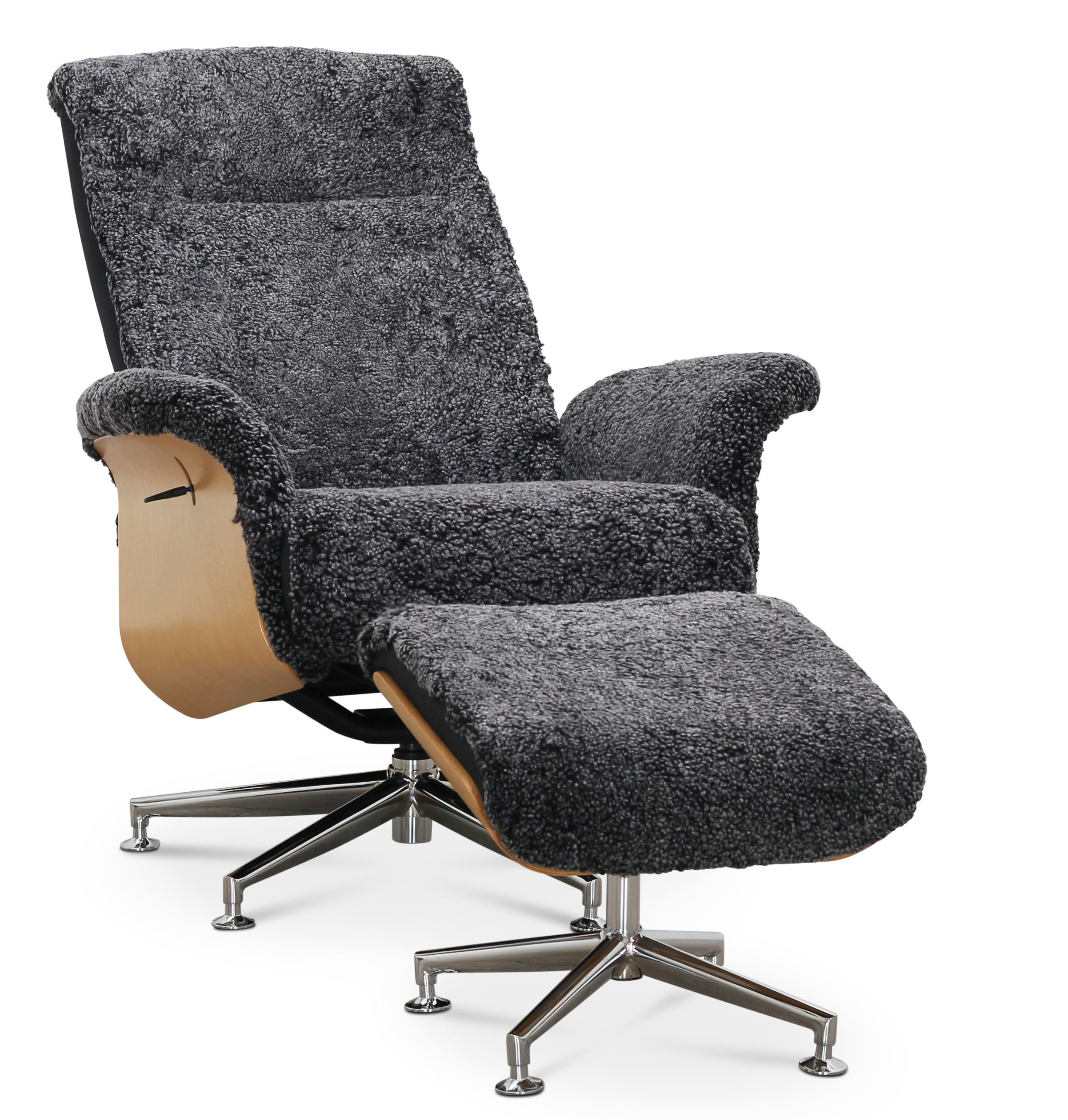 Ftlj med fotpall frskinn ek/antracit - Ulla + Flckborttagare fr mbler