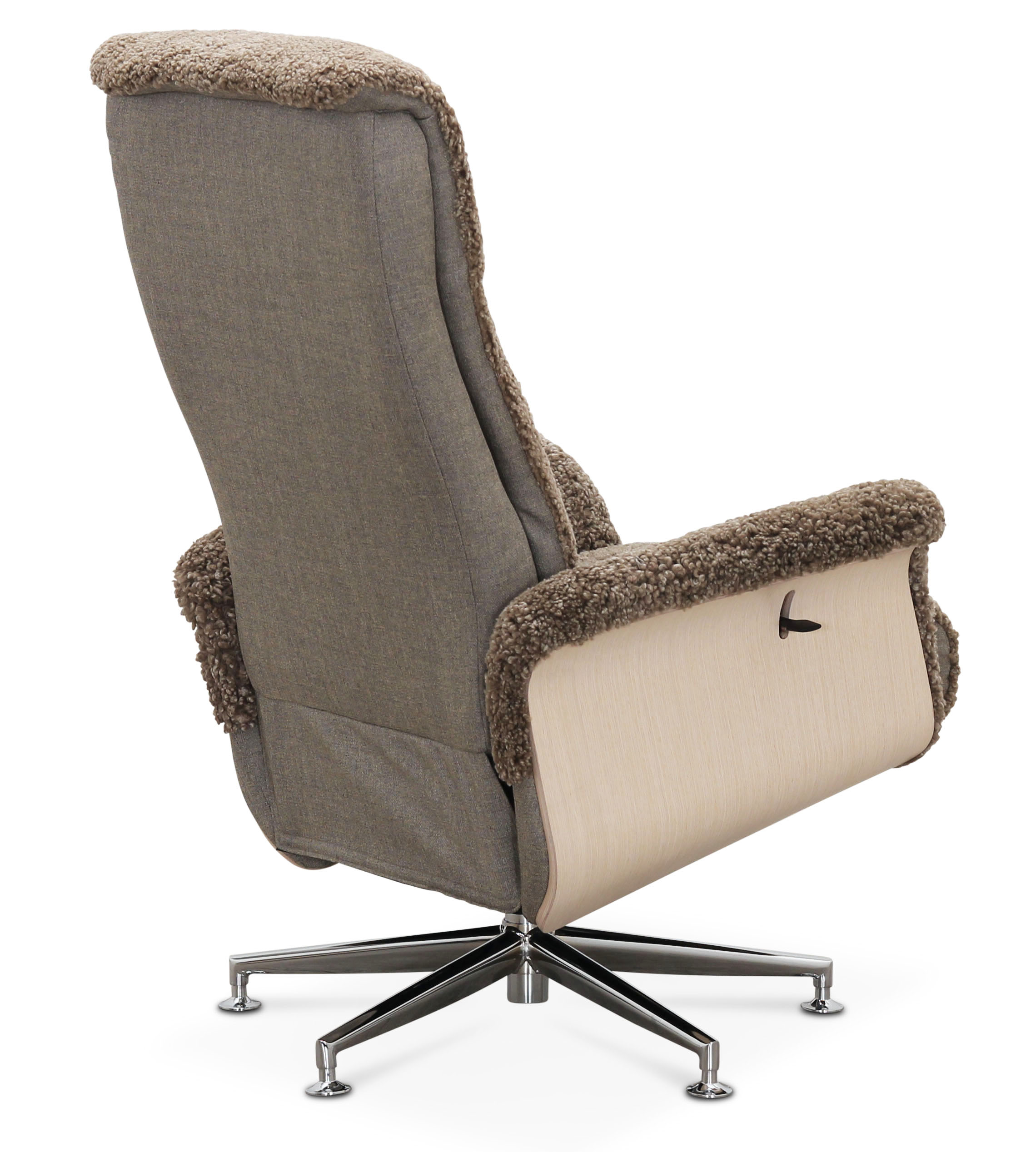 Ftlj i frskinn med fotpall - Ek/mrkbeige frskinn - Ulla + Flckborttagare fr mbler