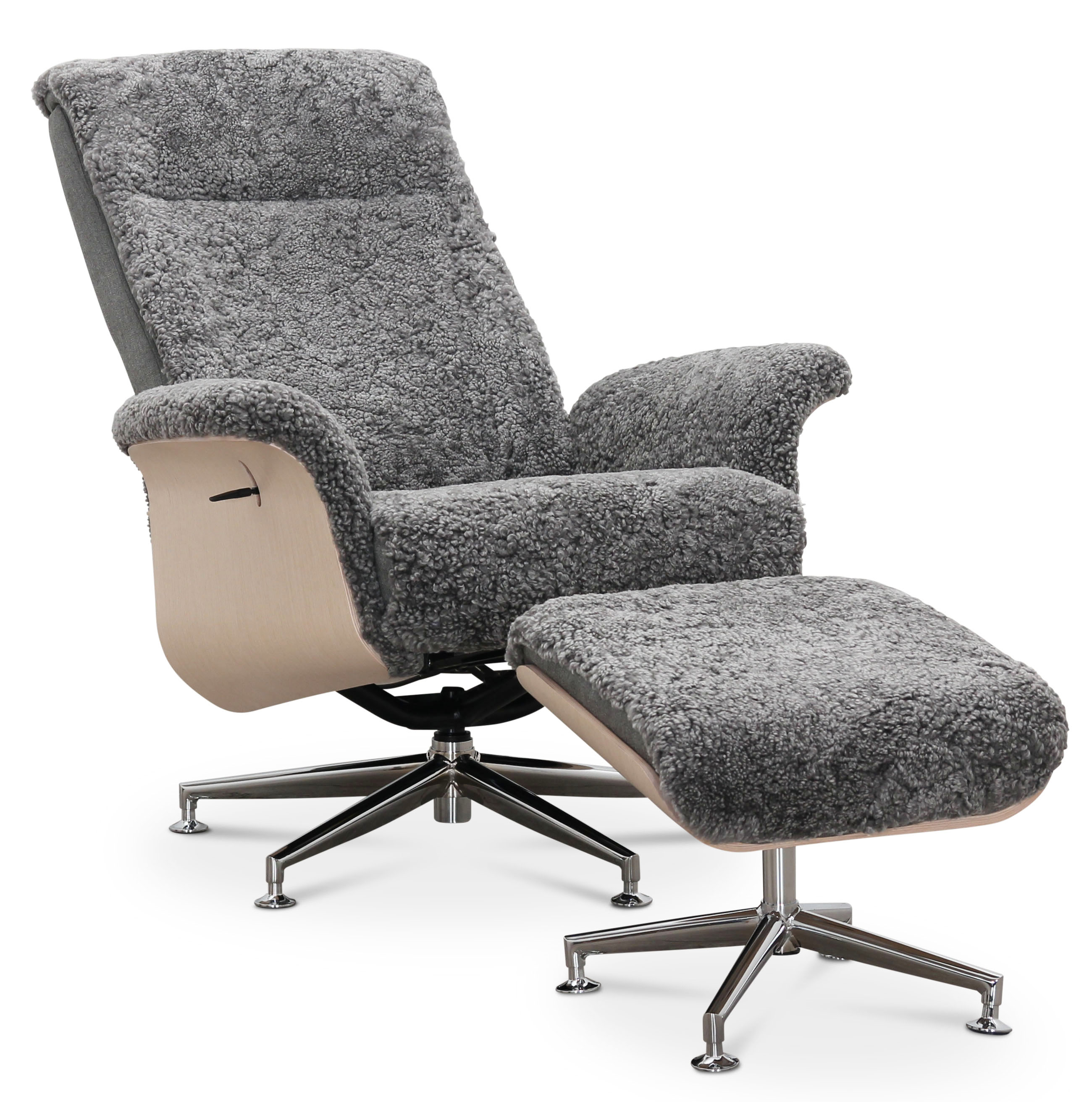 Frskinnsftlj med fotpall gr/whitewash - Ulla + Textilrengring fr mbler