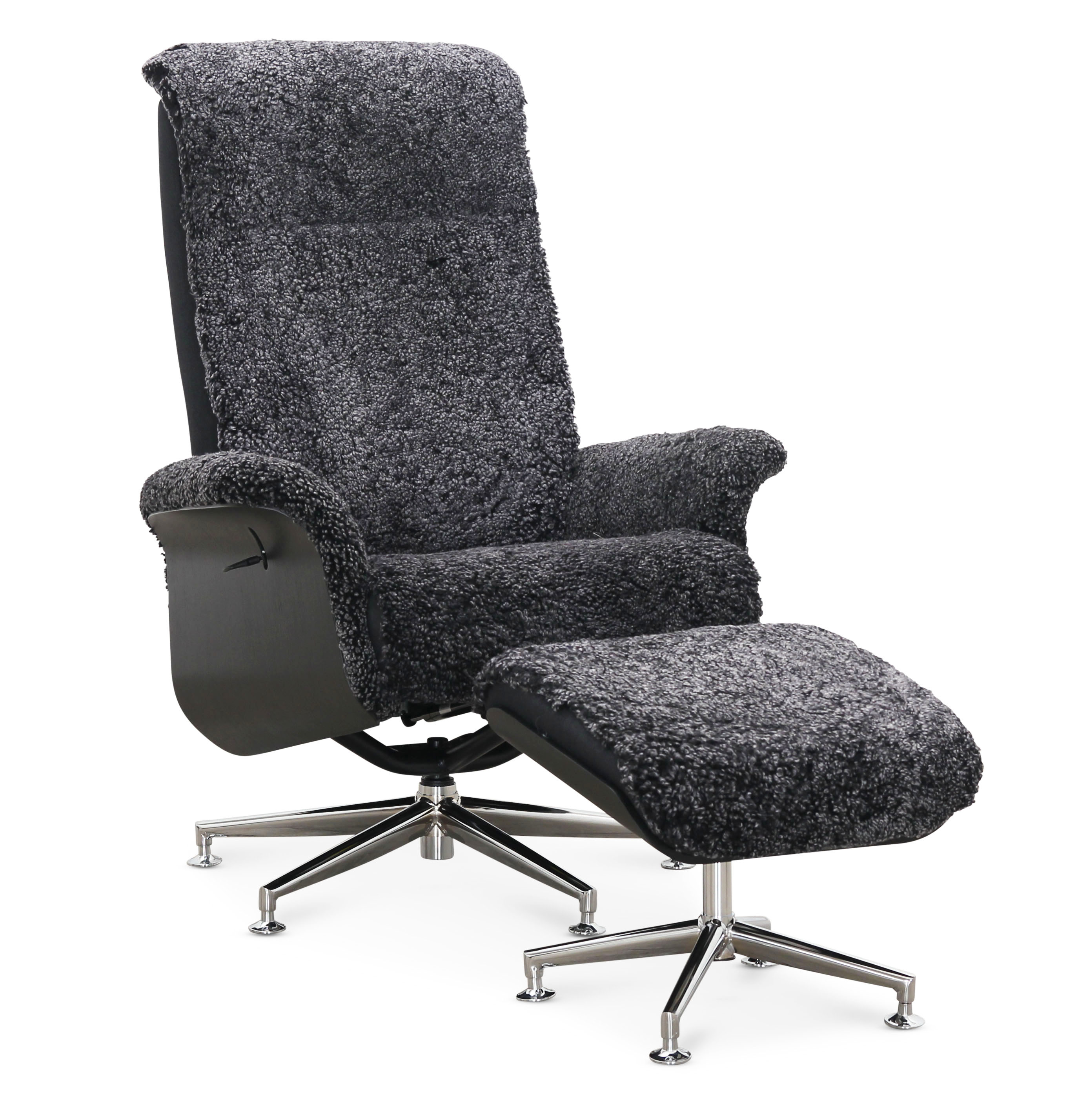 F�t�lj med fotpall f�rskinn m�rkgr�/svart - Ulla + Textilv�rd f�r m�bler